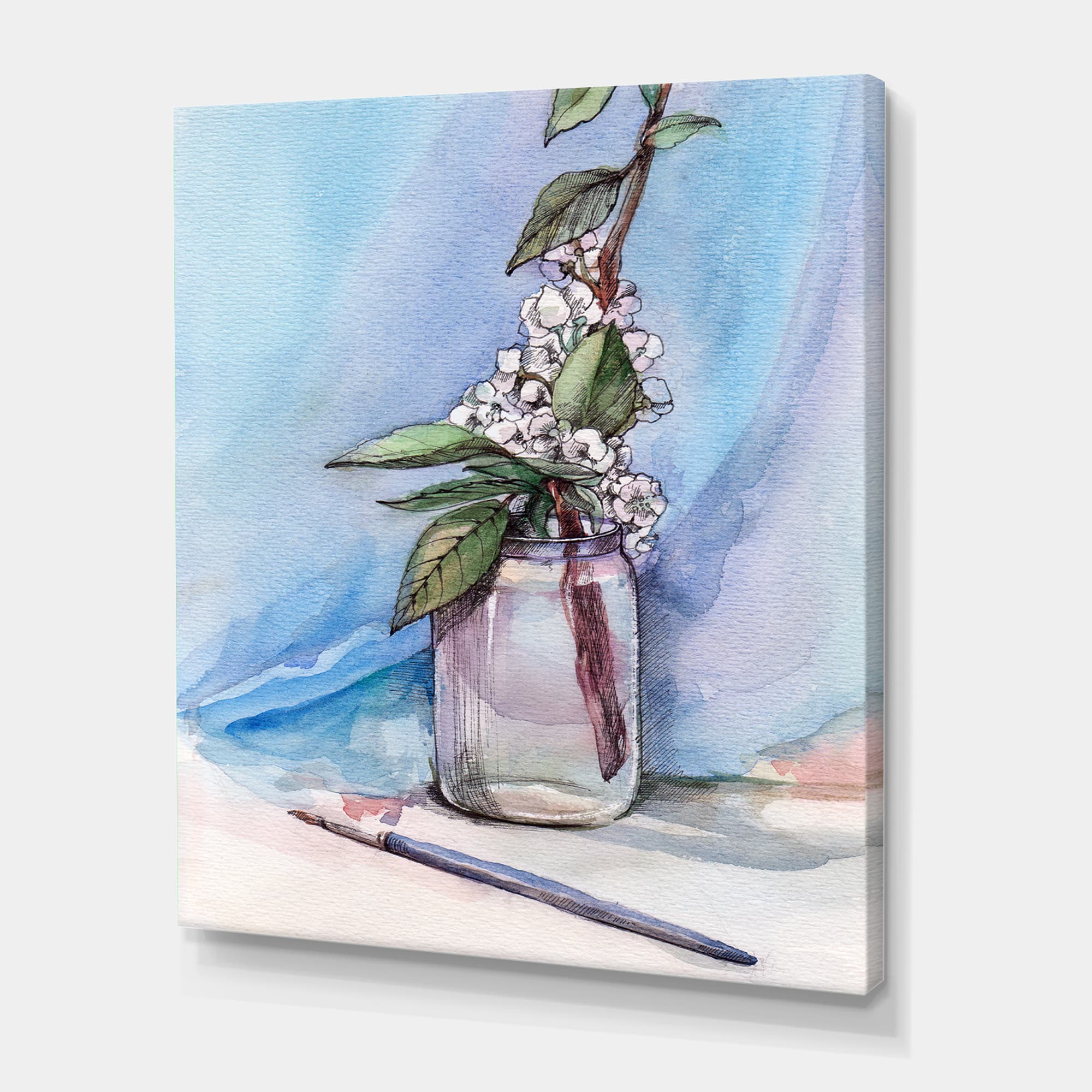 Designart - Cherry Blossom In Glass Jar