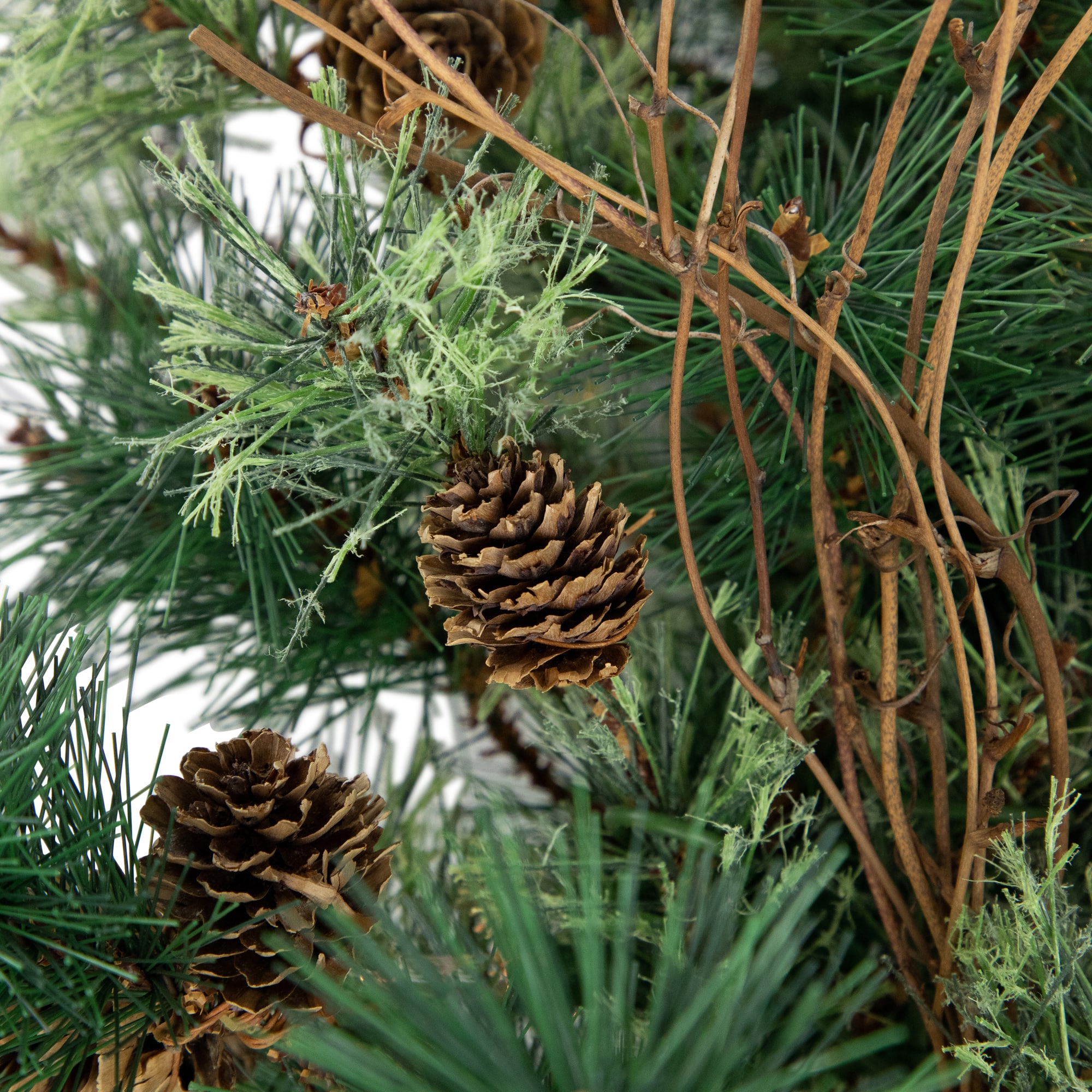 Northlight 2ft. Unlit Country Mixed Pine Artificial Christmas Twig Wall Tree with Pinecones
