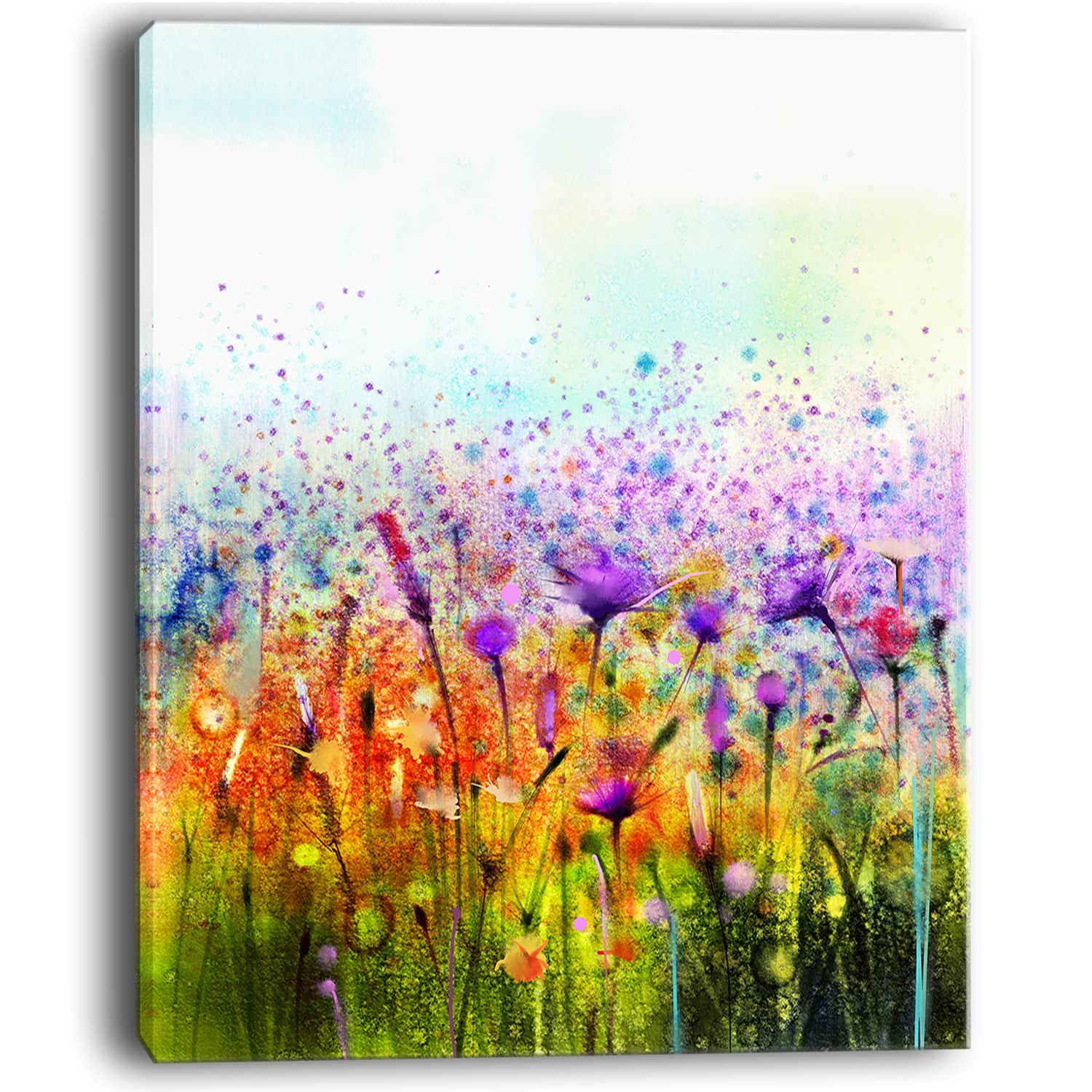 Designart - Abstract Cosmos of Colorful Flowers - Large Flower Canvas Wall Art