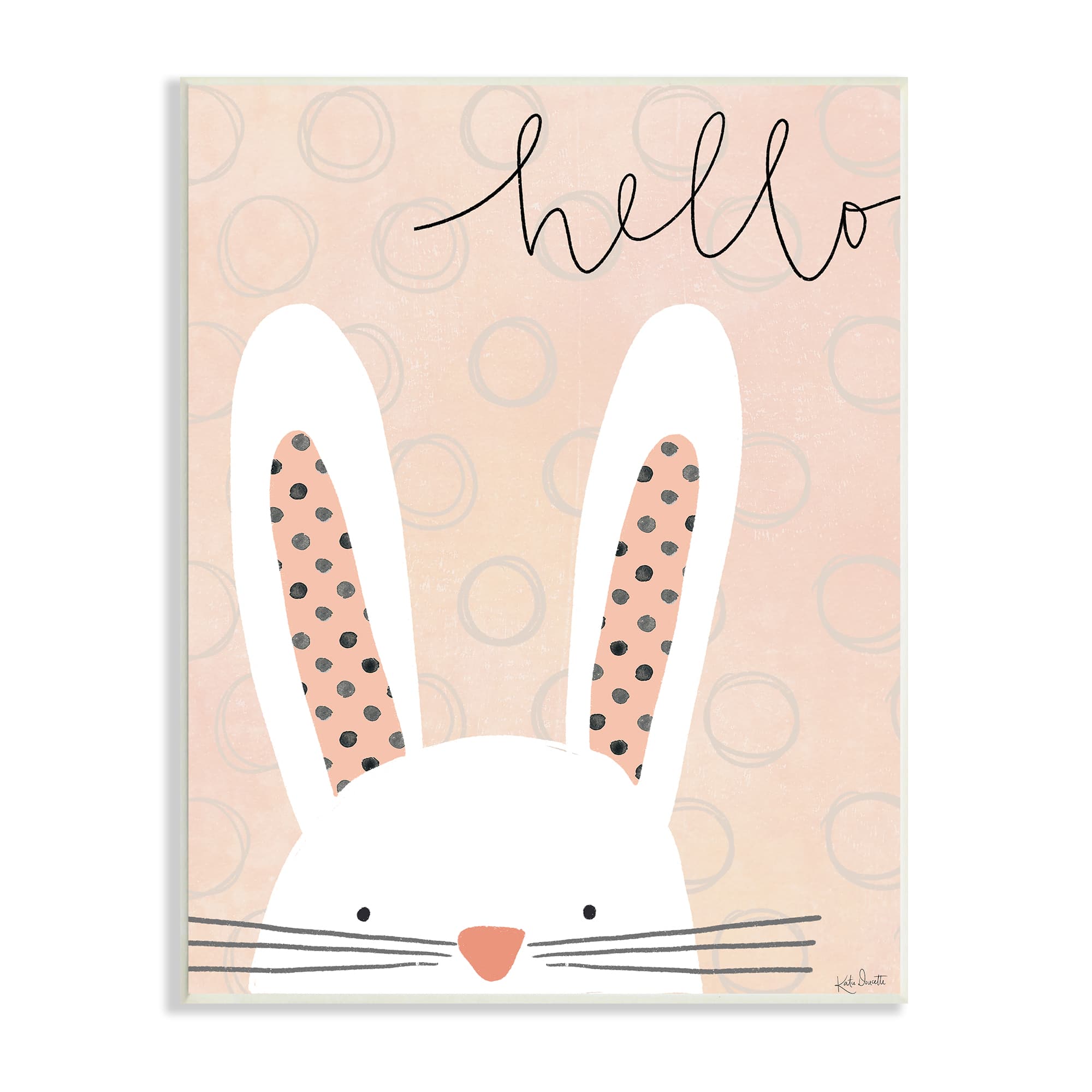 Stupell Industries Hello Bunny Phrase Baby Rabbit Polka Dot Patterns Wall Plaque