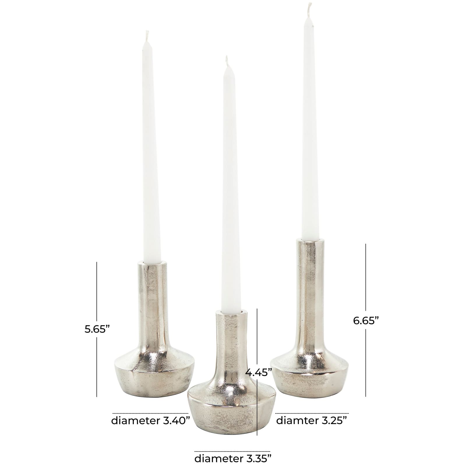Silver Aluminum Candle Holder with Rounded Base Set