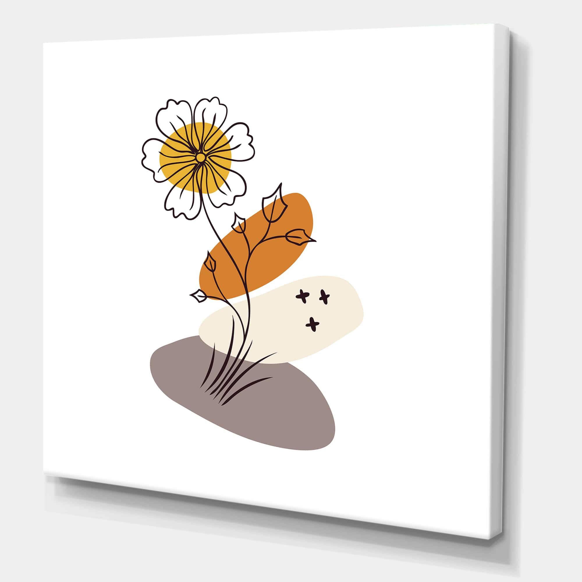 Designart - Abstract Flowers On Minimal Shapes I