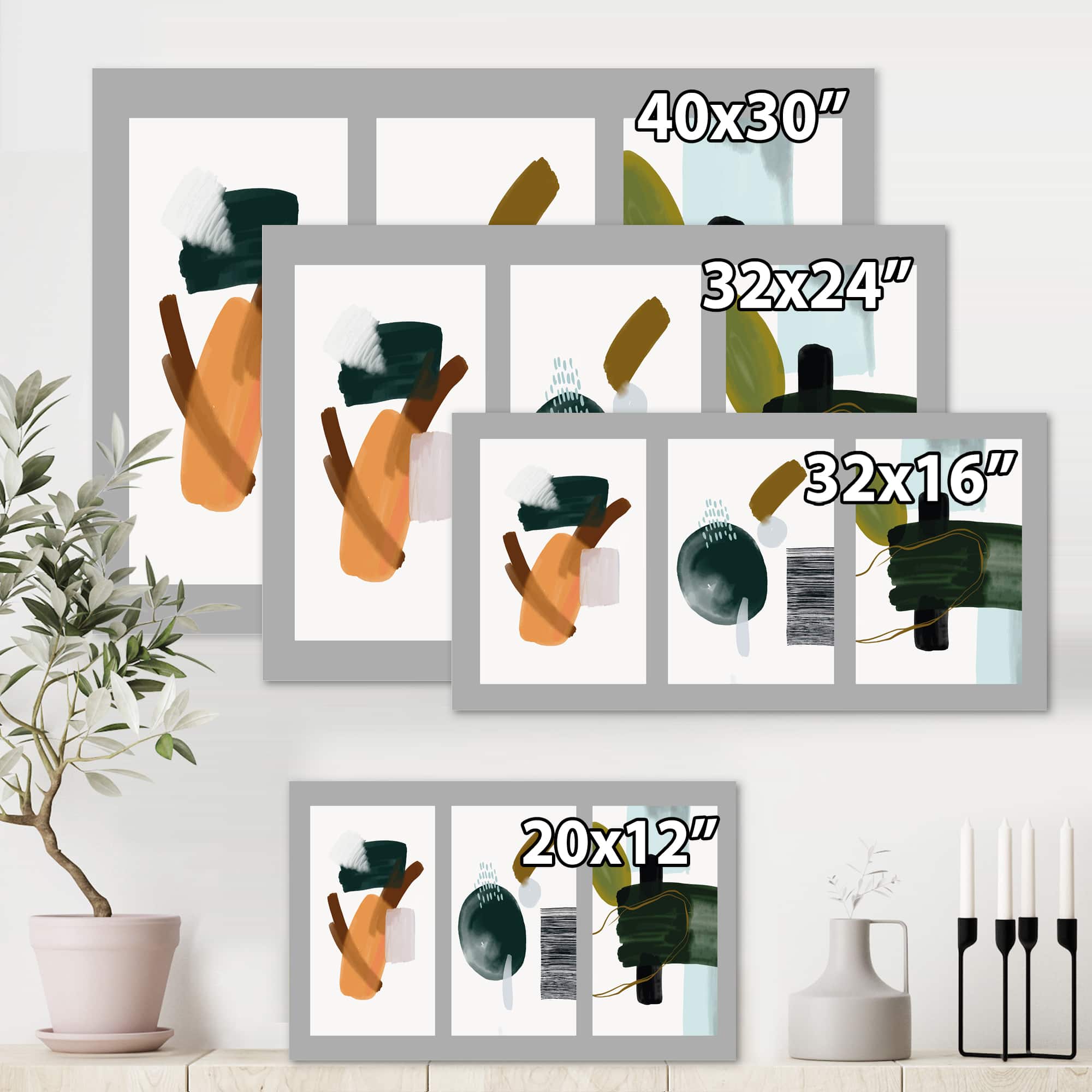 Designart - Minimalistic Compostion of Organic Shapes IV - Modern Canvas Wall Art Print