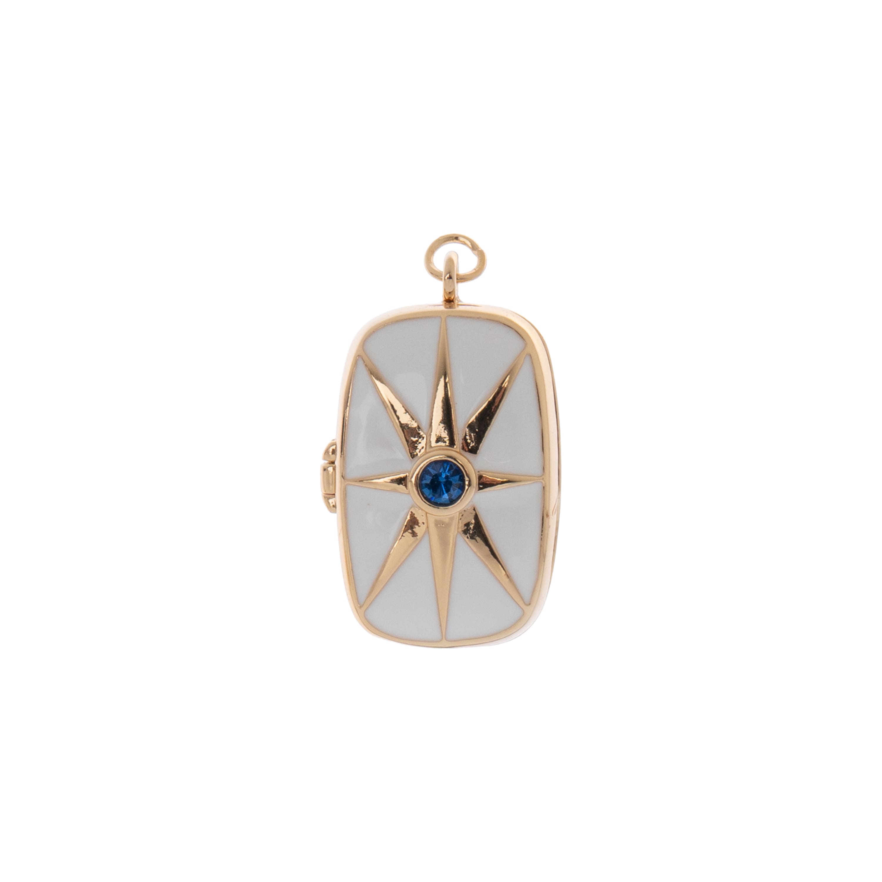 Gold & White Starburst with Blue Gem Brass Locket by Bead Landing™