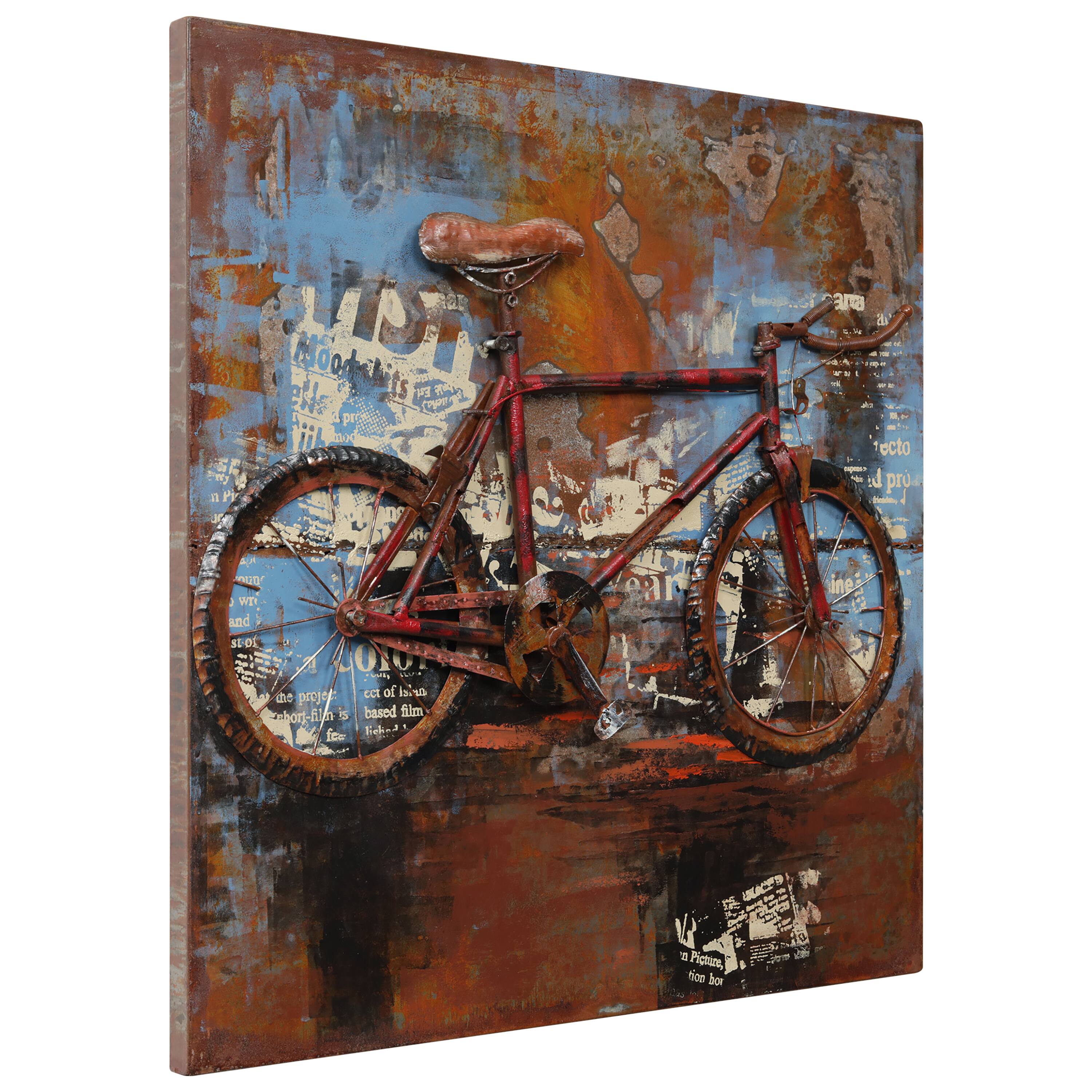 Empire Art Direct 32" x 32" Biking Mixed Media 3D Iron Hand Painted Dimensional Wall Sculpture