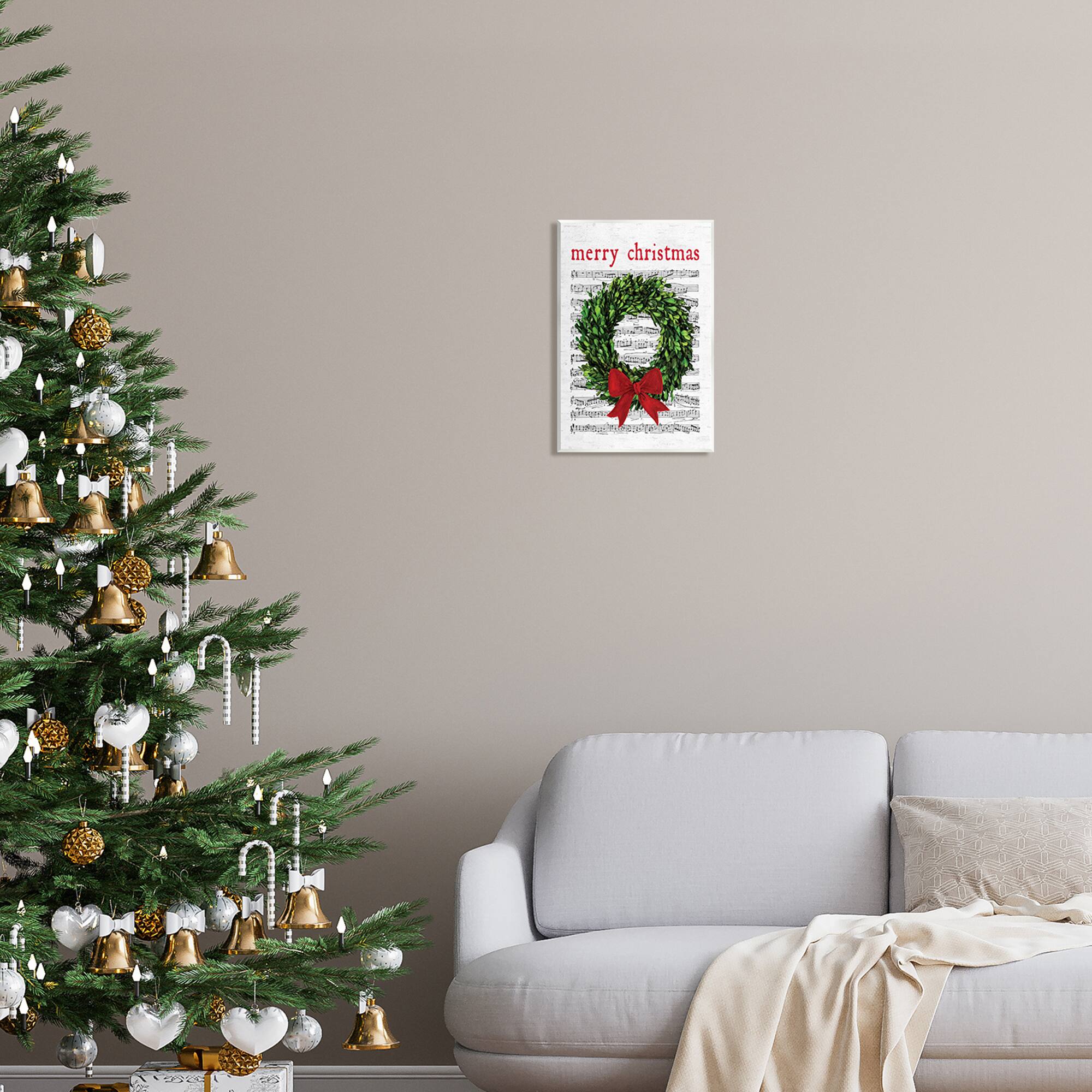 Stupell Industries Merry Christmas Song Wreath Wall Plaque Art