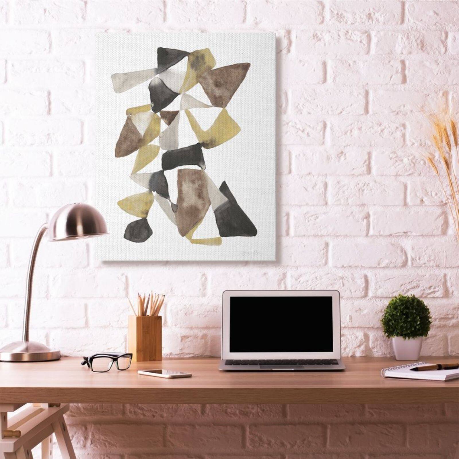 Stupell Industries Abstract Black, Gold & Brown Shape Canvas Wall Art