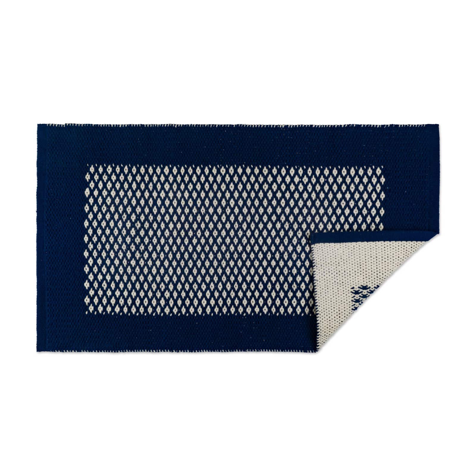 DII® Navy Bordered with Small Diamonds Rug, 2ft. x 3ft.