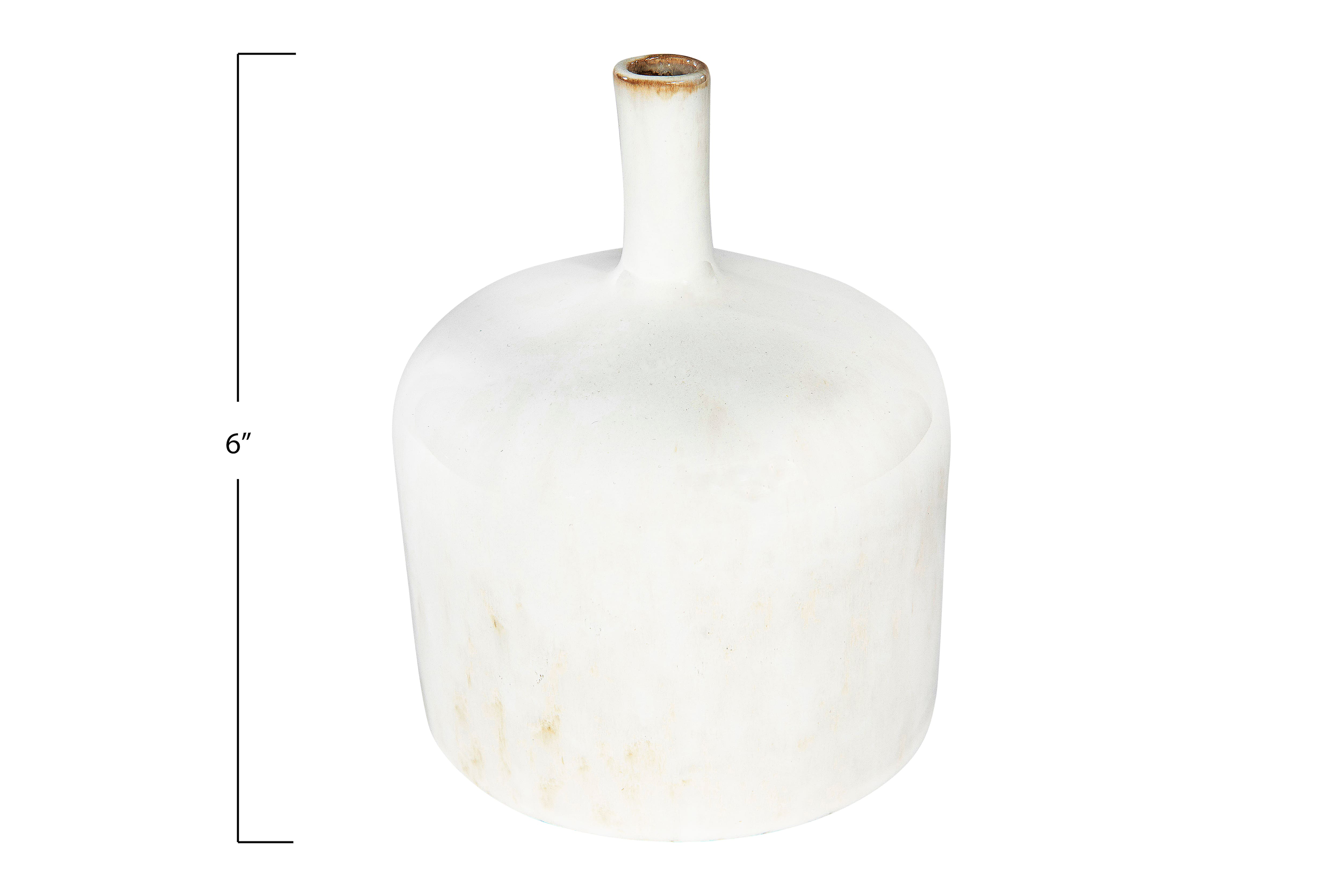 Hello Honey® 6" Cream Stoneware Vase with Reactive Glaze Finish