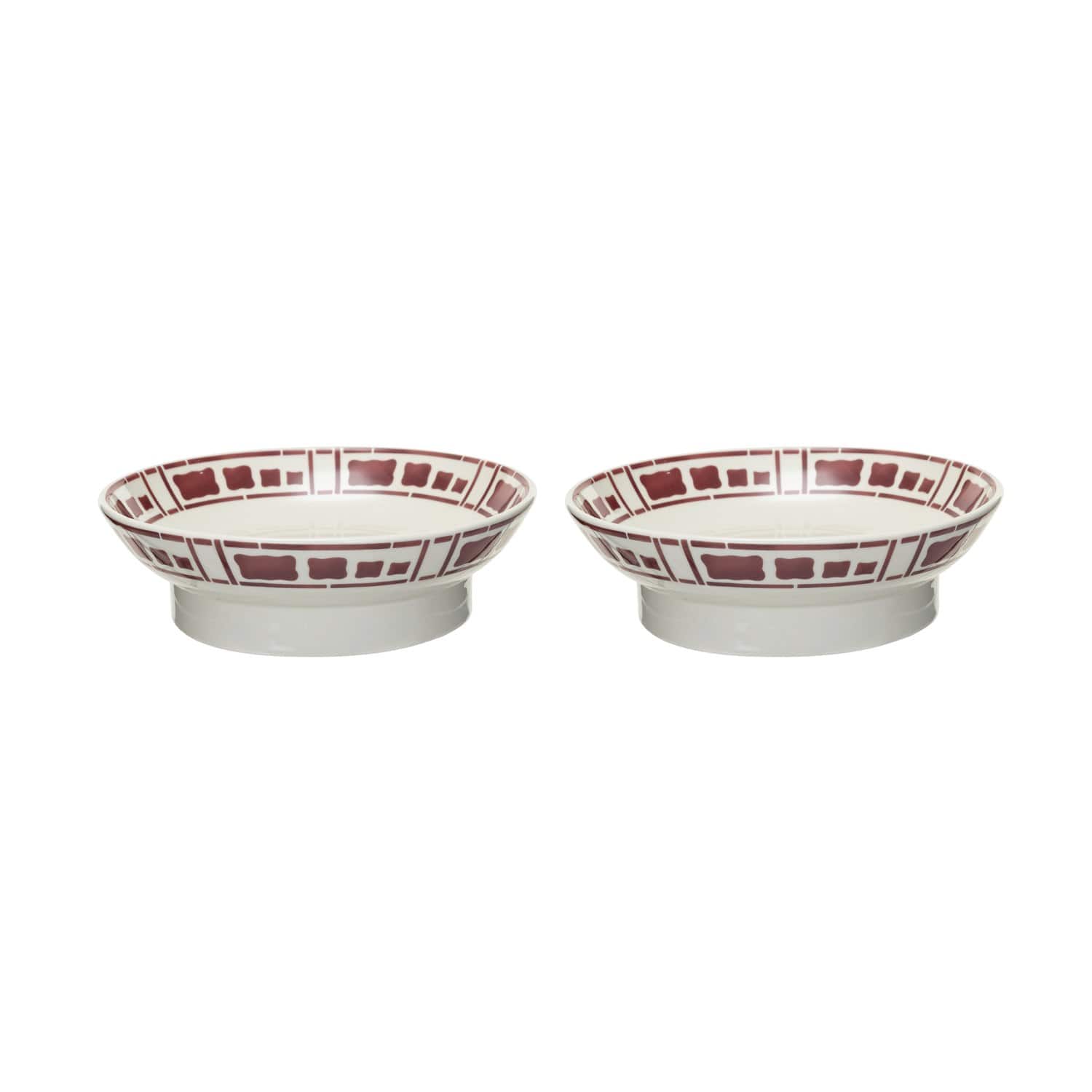 Hello Honey® 8.5" White & Rust Ceramic Footed Bowls, 2ct.
