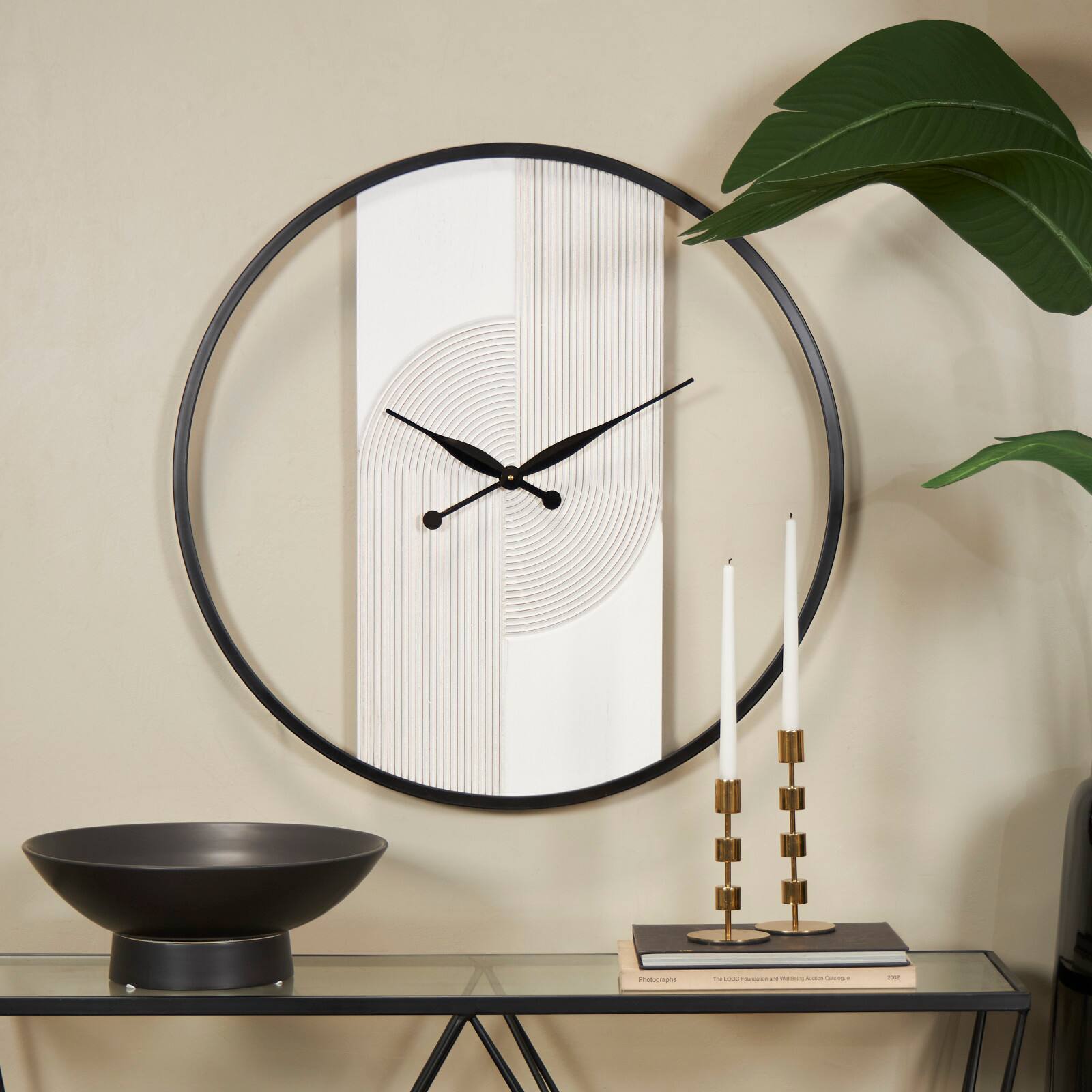 30" Art Deco Inspired Line Art Wall Clock
