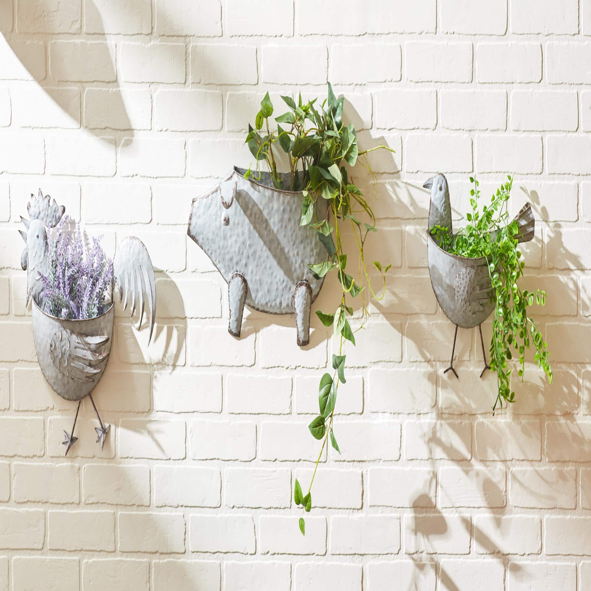 DII® 14.25" Rooster Galvanized Wall Planter