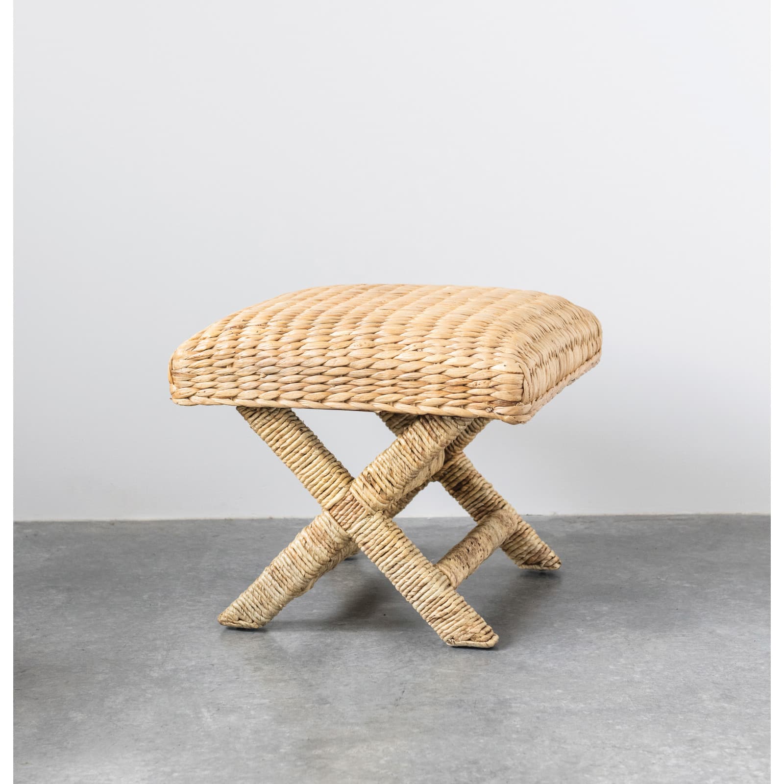 Hello Honey® 18.5" Wood & Water Hyacinth Woven Stool