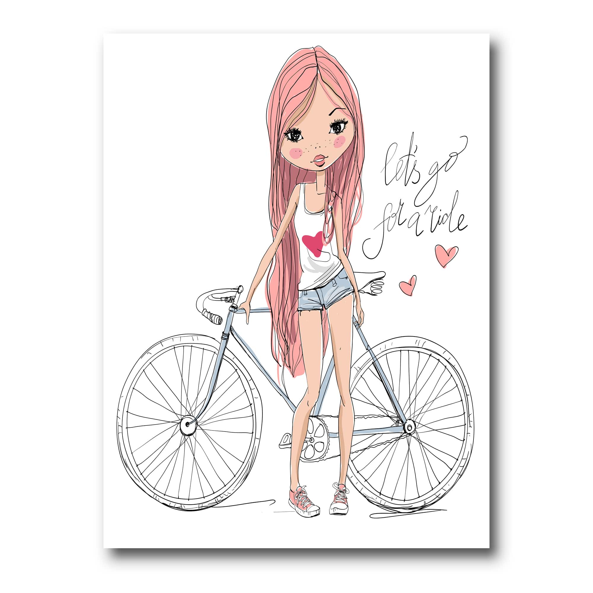 Designart - Young Girl With Bicycle