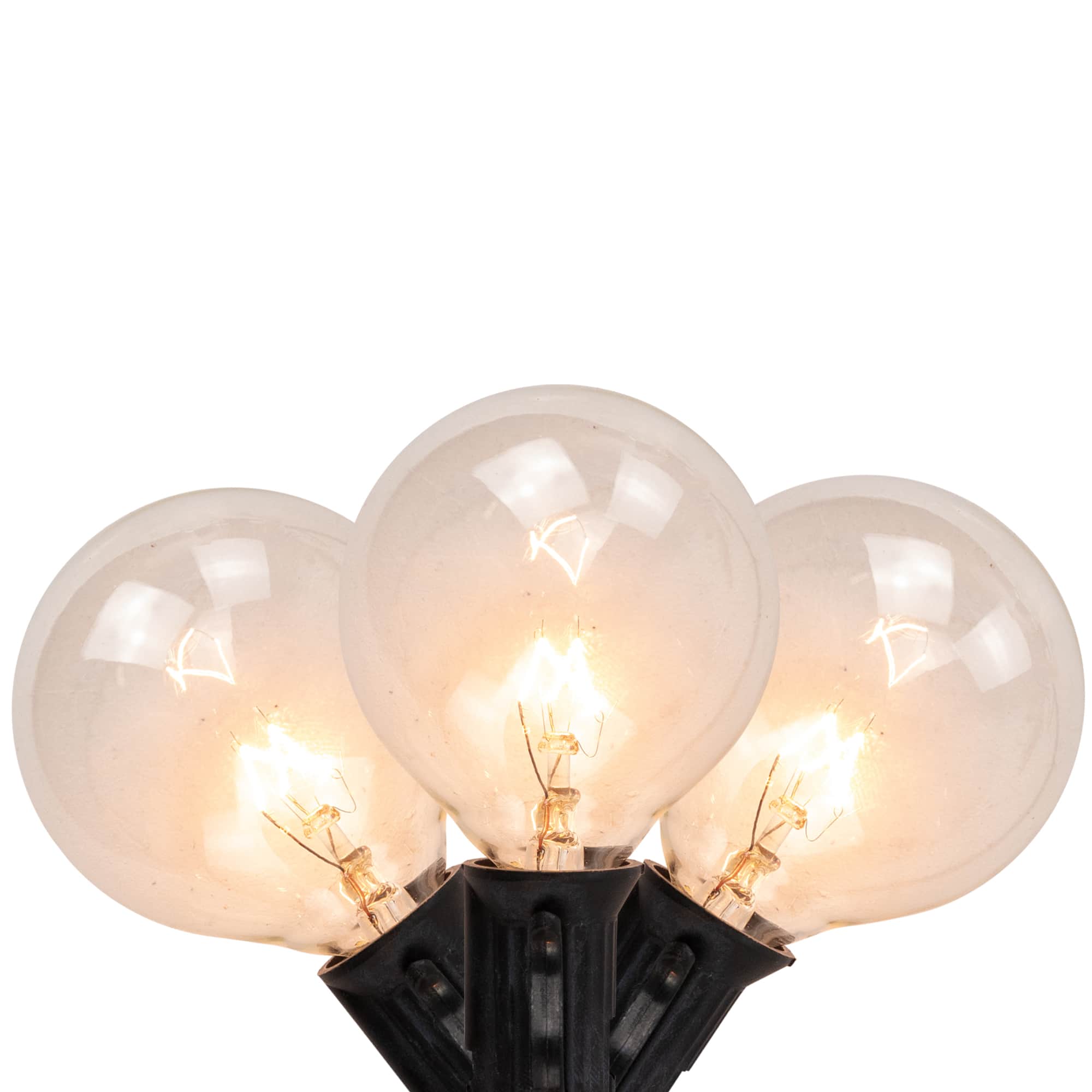 G50 Globe Christmas Light Set - Clear - 9' Black Wire -10ct