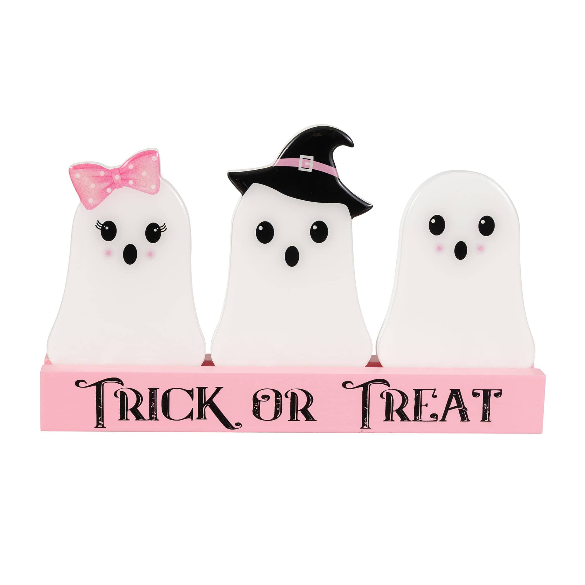 Glitzhome® 10" Halloween Wooden Epoxy Ghosts Table Decor