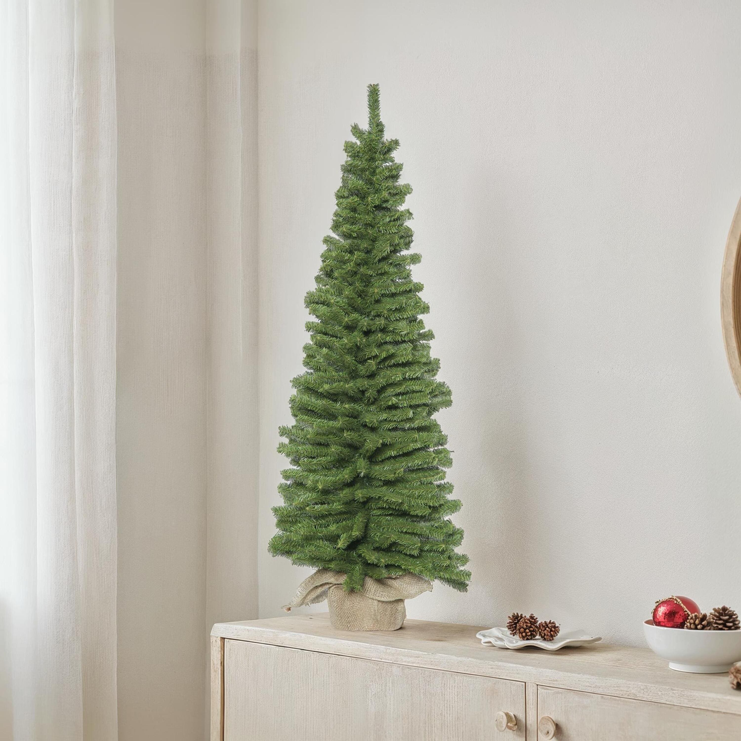 4ft. Unlit Pine Artificial Christmas Tree in Burlap Base