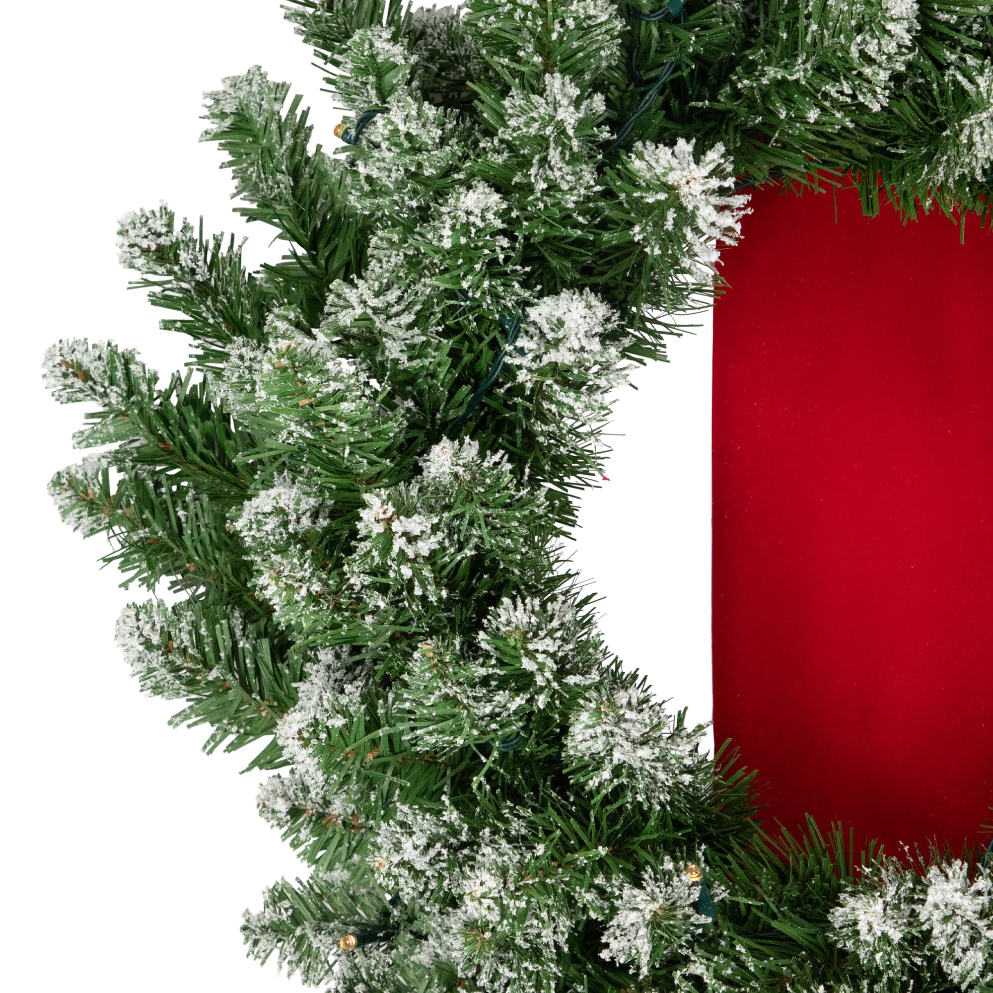 6.5ft. Pre-Lit Flocked Wreaths on Red Ribbon Christmas Decoration
