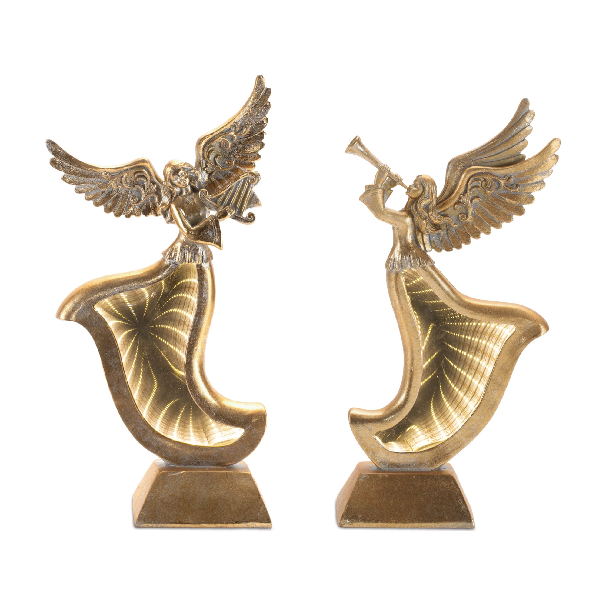 Melrose Gold Angel Figurines with EkkoLight Dress Set