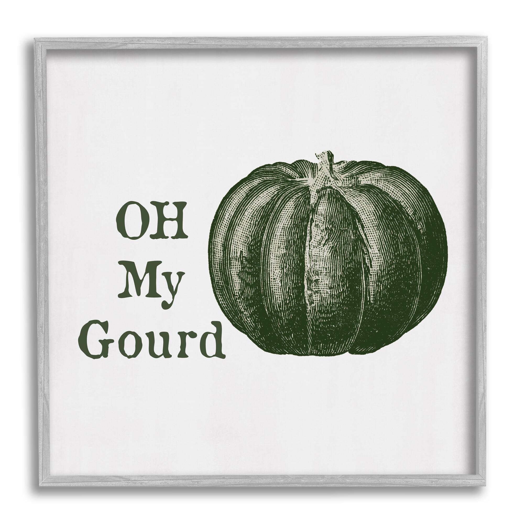 Stupell Industries Oh My Gourd Fall Pumpkin Framed Giclee Art