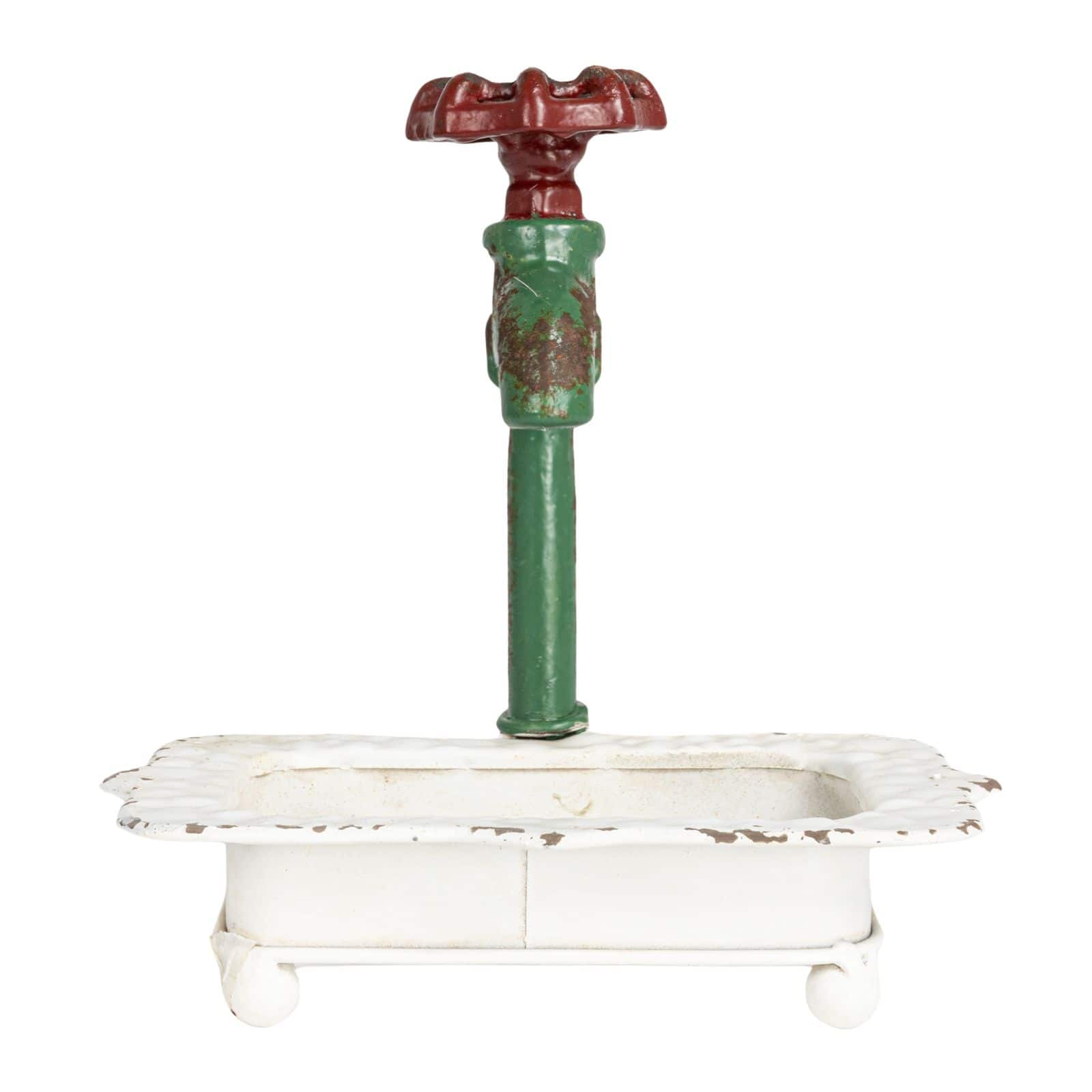 Charming Cast Iron Soap Dish with Miniature Faucet Detail