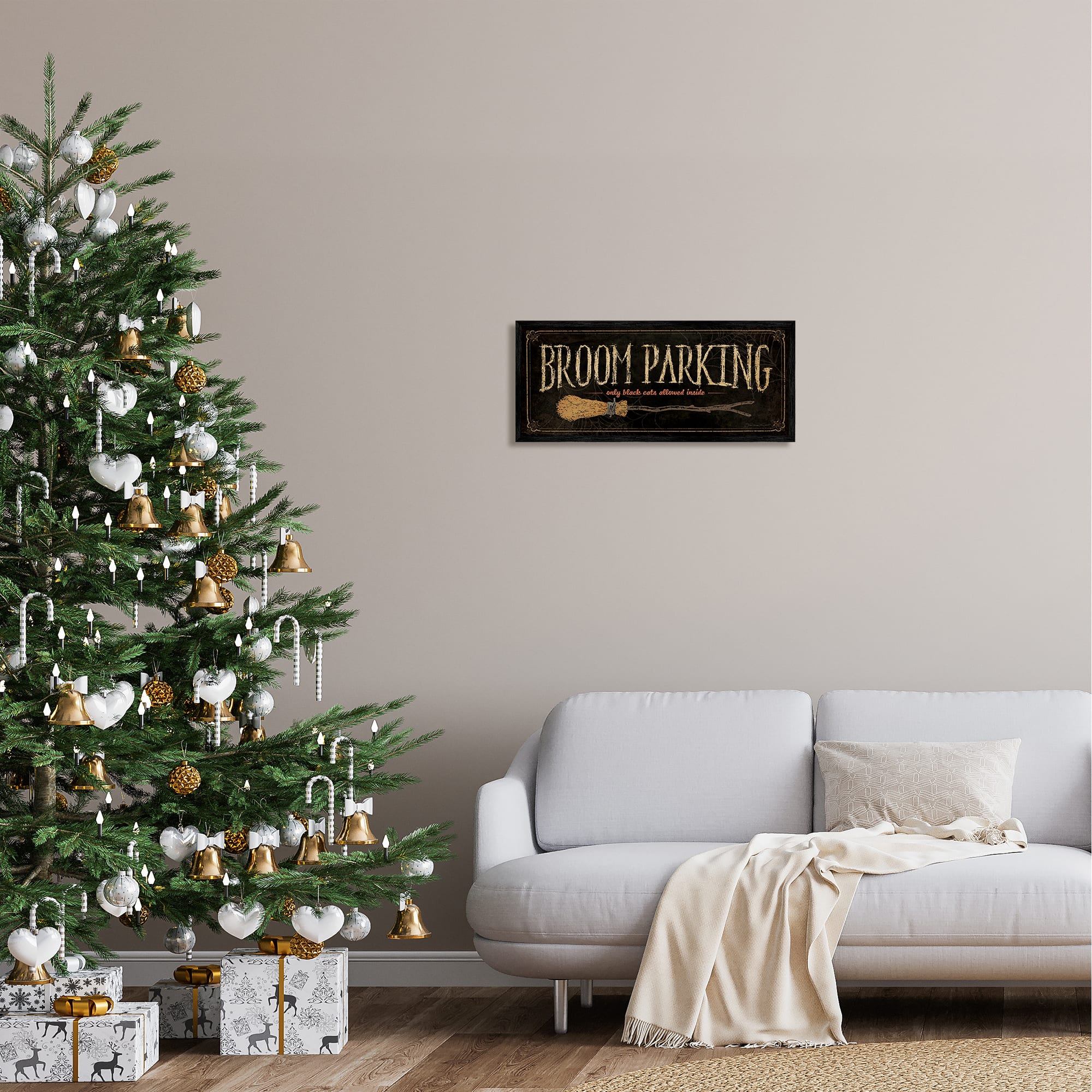 Stupell Industries Broom Parking Black Cats Allowed Framed Giclee Art