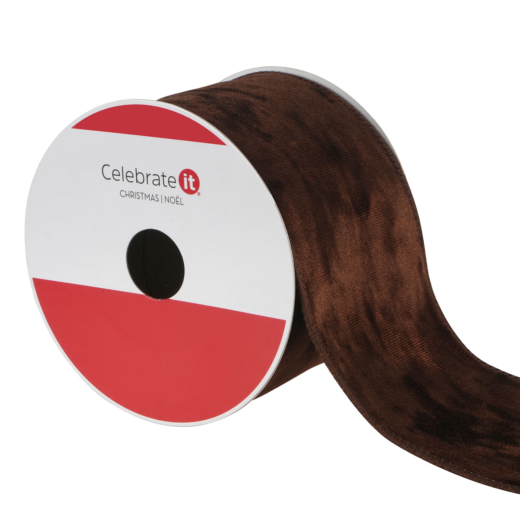 3.5" x 7yd. Brown Wired Velvet Ribbon by Celebrate It®