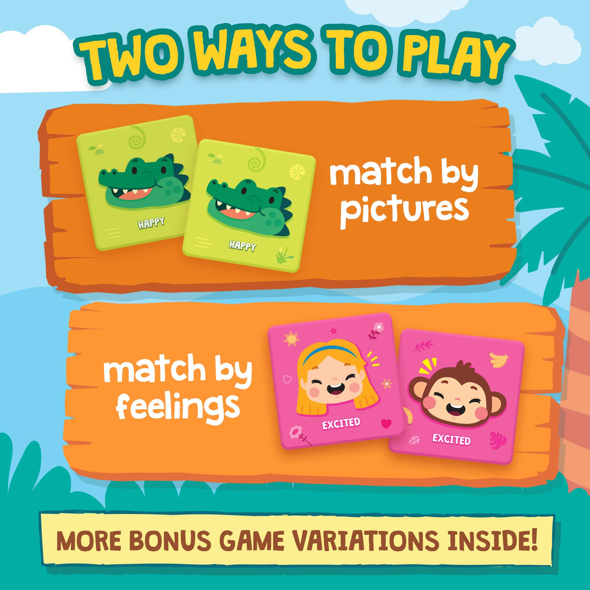 ThinkPsych® Find & Match Feelings Safari Animals & Emotions Matching Memory Game