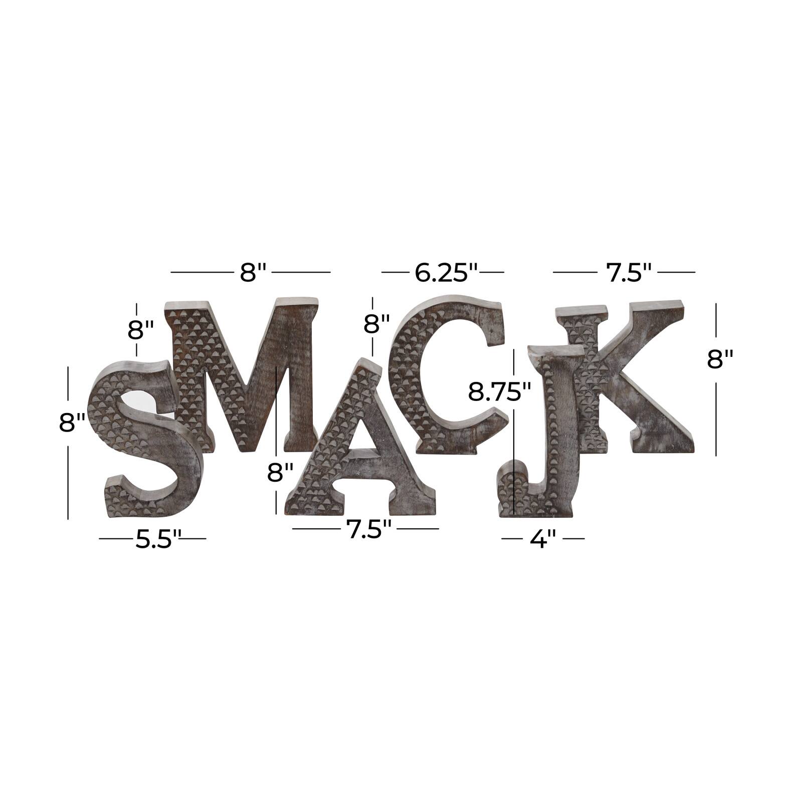 8" Brown Mango Wood Letter Set