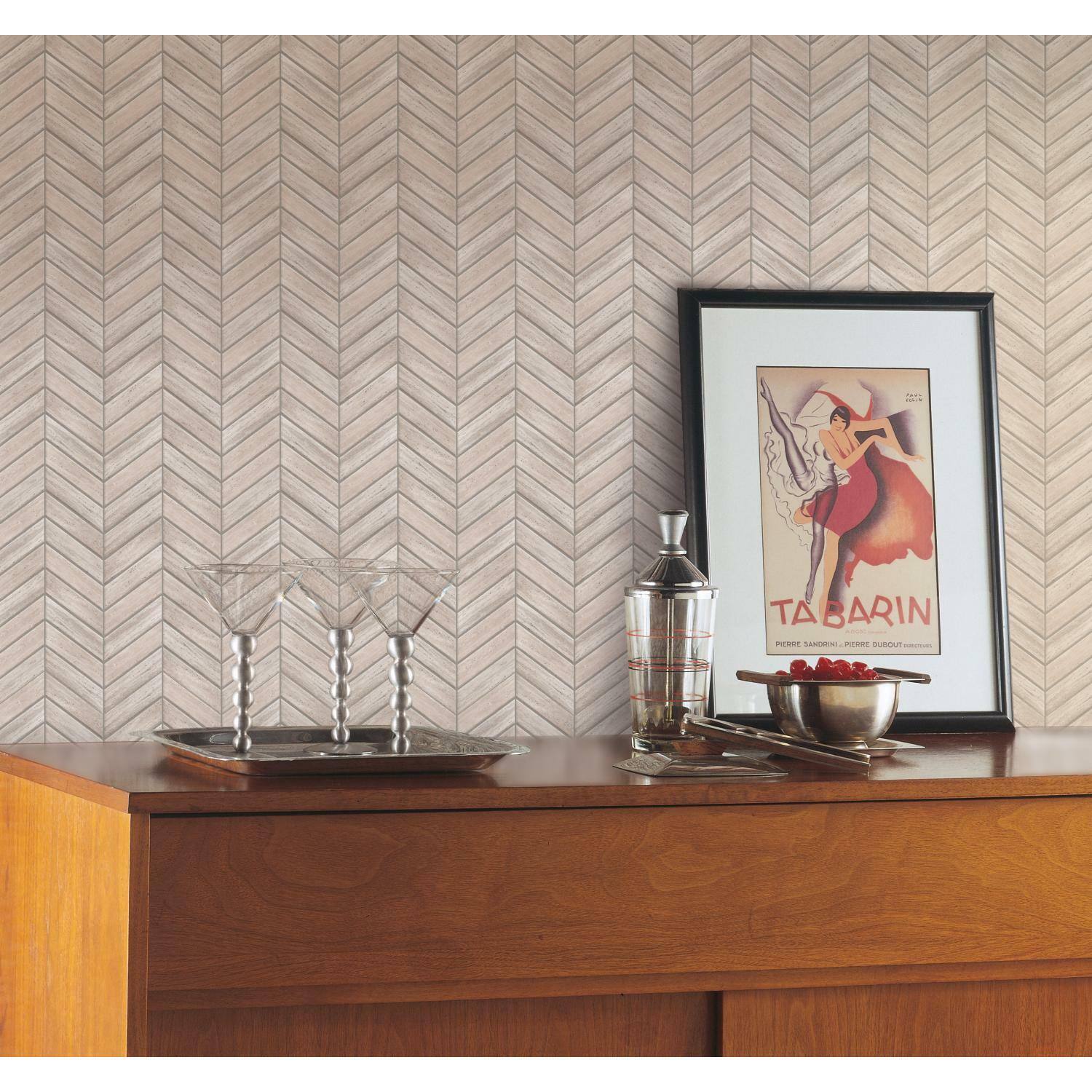 RoomMates Chevron Distressed Wood Backsplash StickTiles