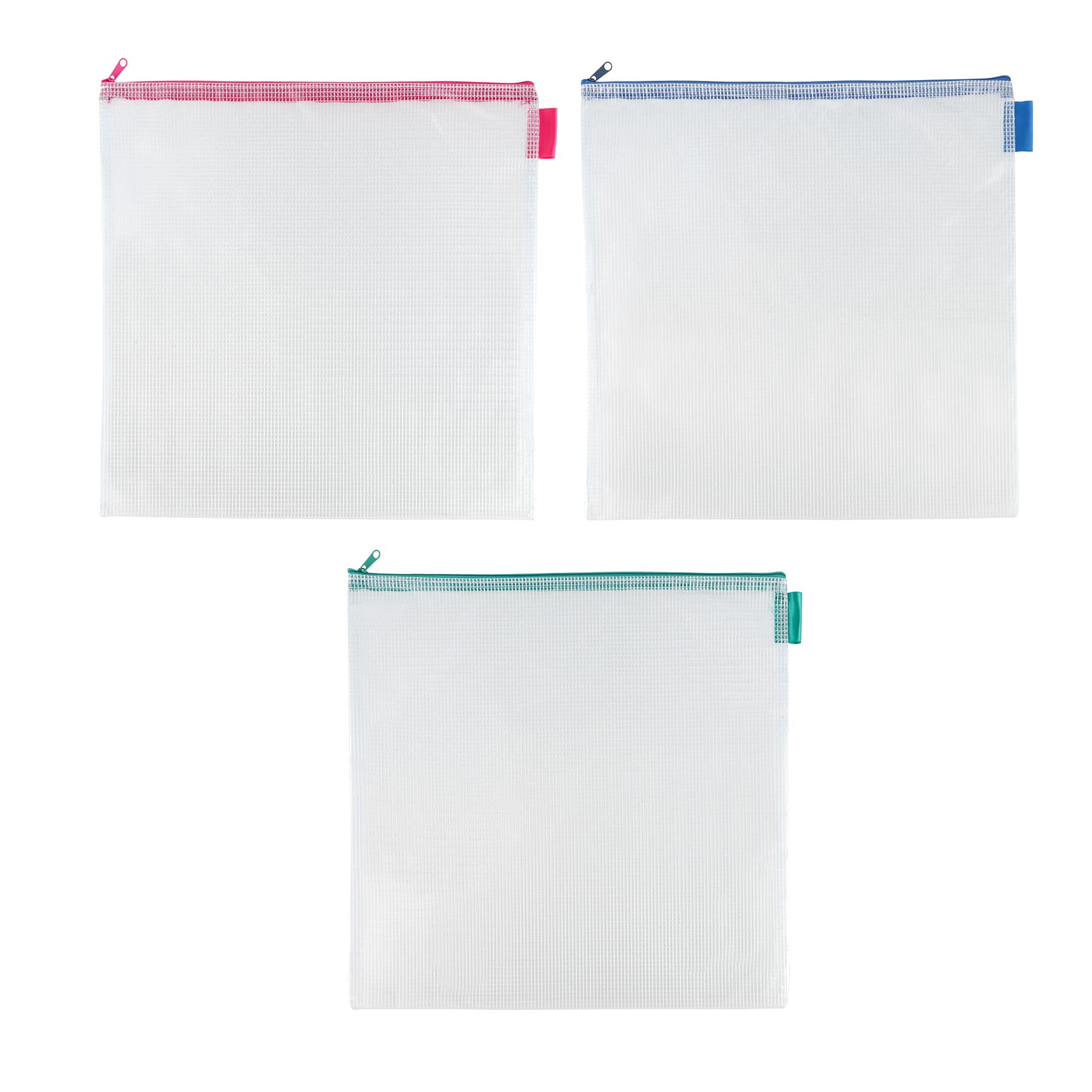 12 Packs: 3 ct. (36 total) 13.5" Square Mixed Mesh Zipper Pouches by Simply Tidy®