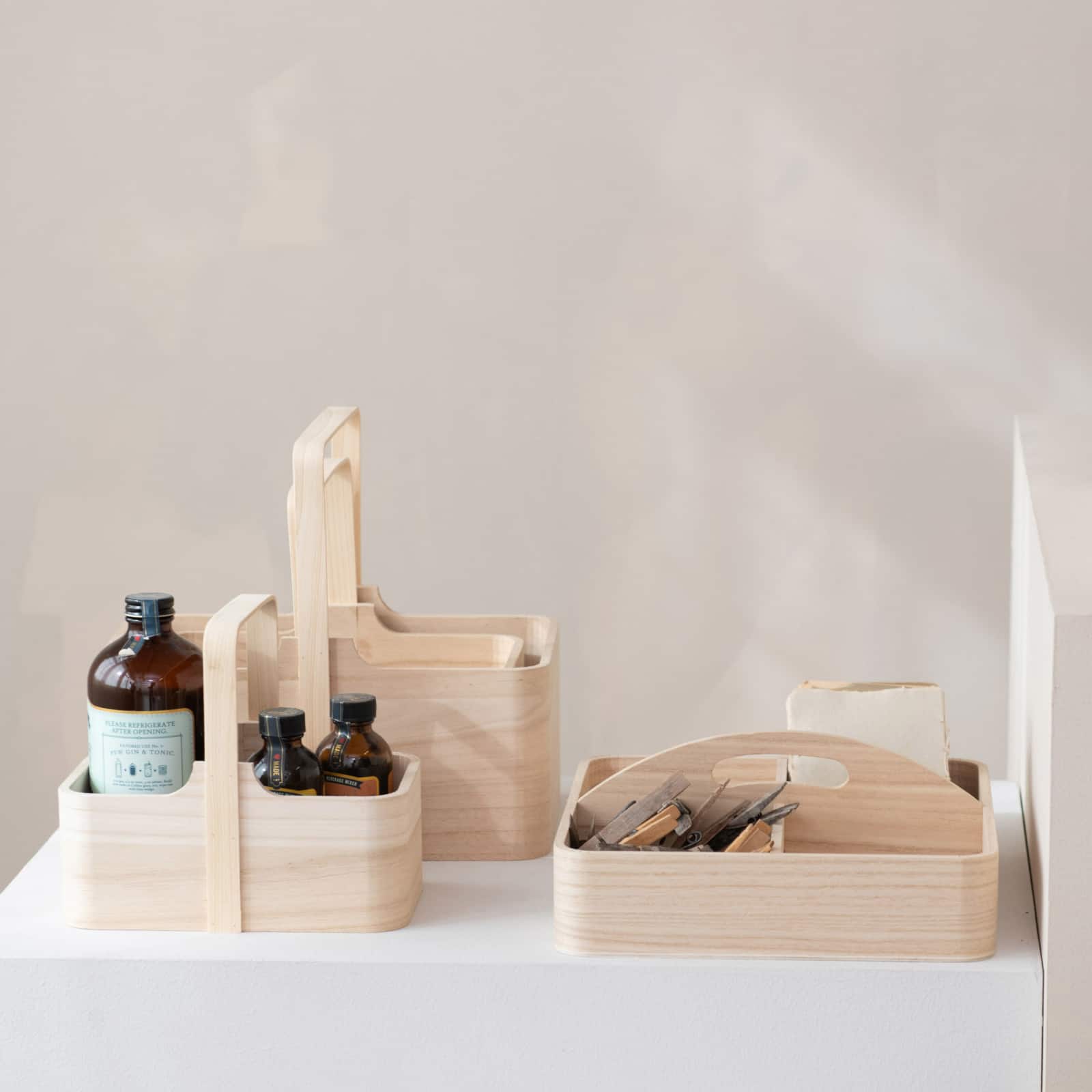 Hello Honey® 9.75" Natural Quartet Sectional Paulownia Wood Organizer