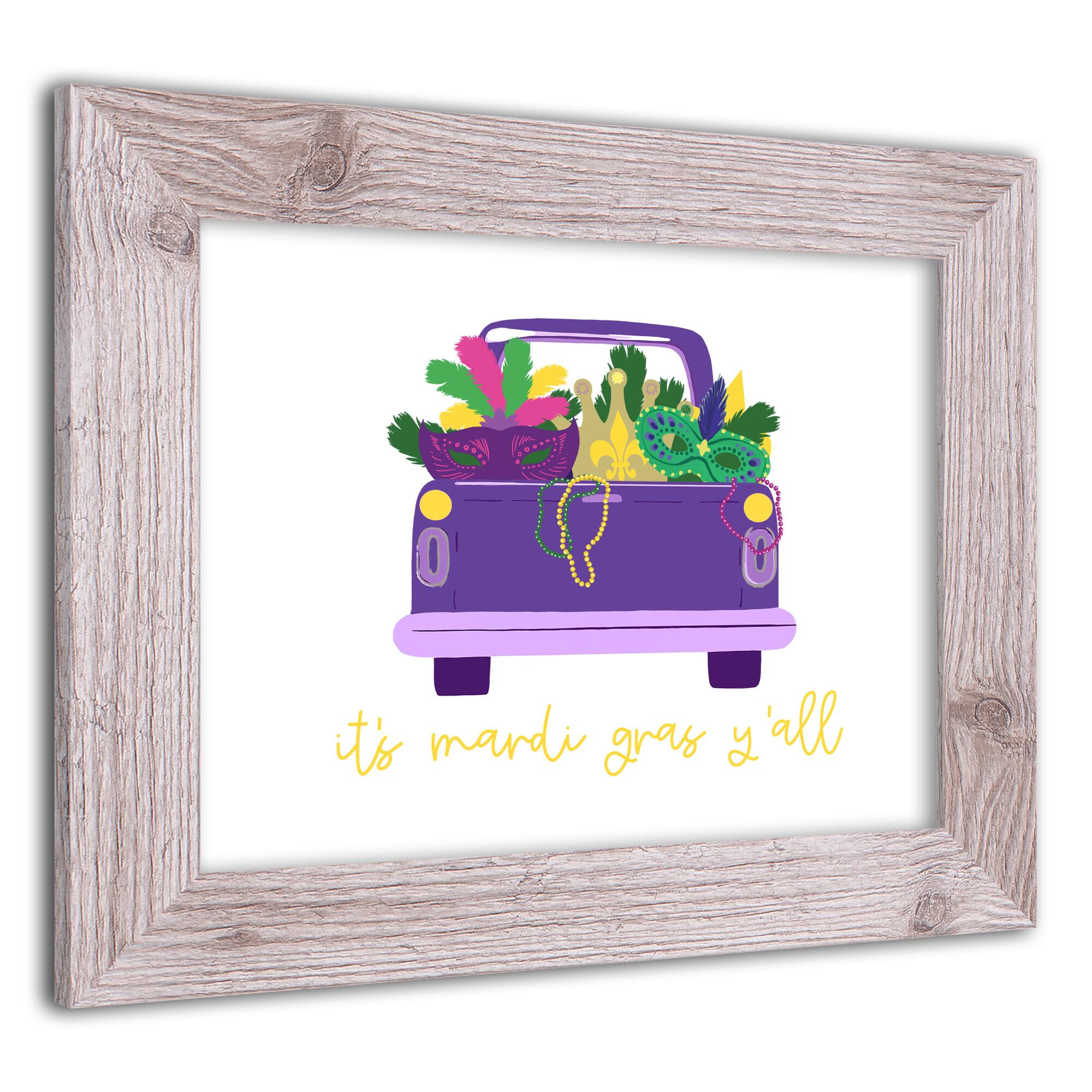 Truck Mardi Gras Yall Western White Framed Print