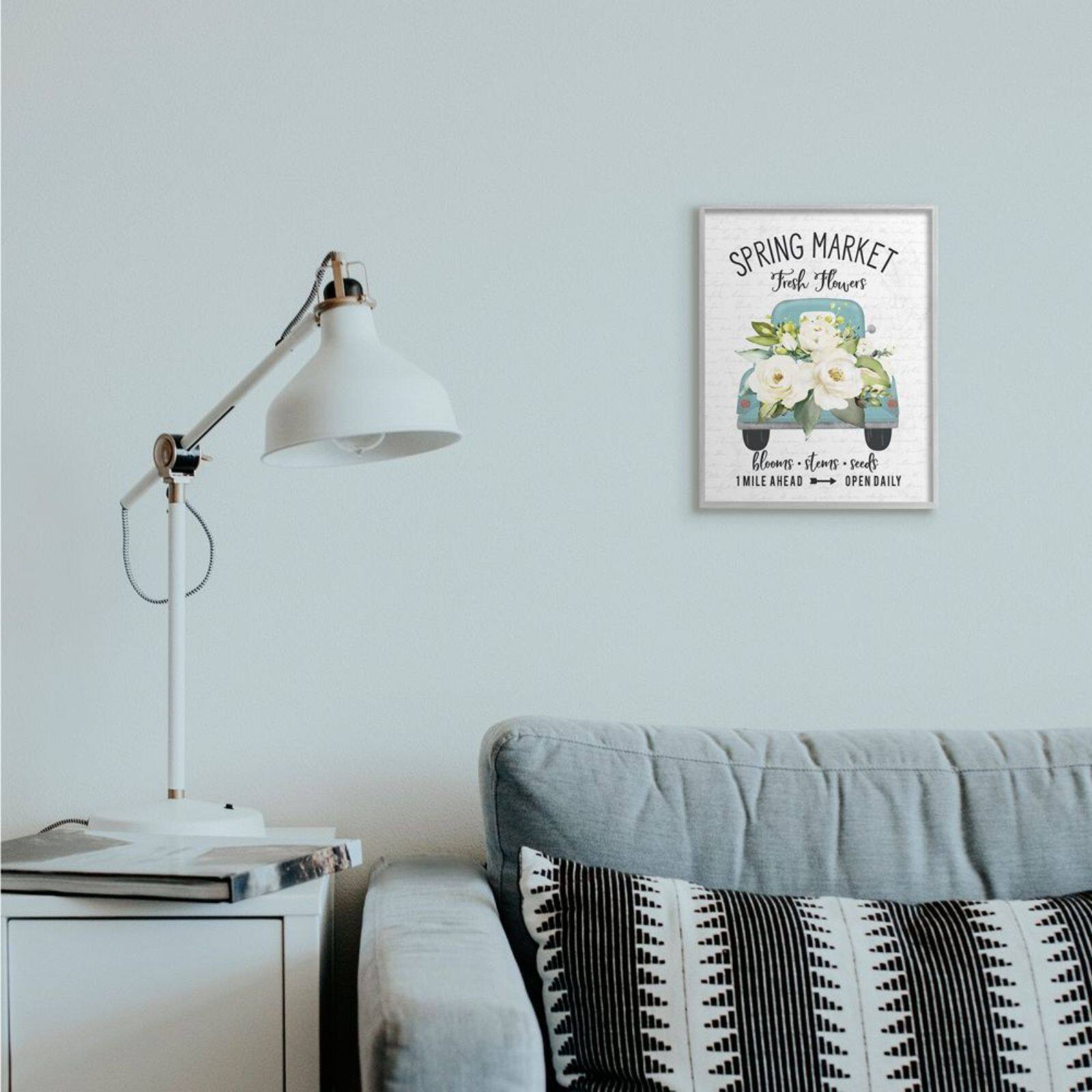 Stupell Industries Spring Market Truck With Countryside Flowers Gray Framed Wall Art