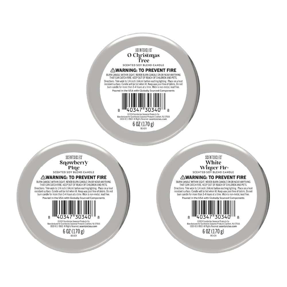 Scentsicles® White Winter Fir, O Christmas Tree & Snowberry Pine Scented Candles Set