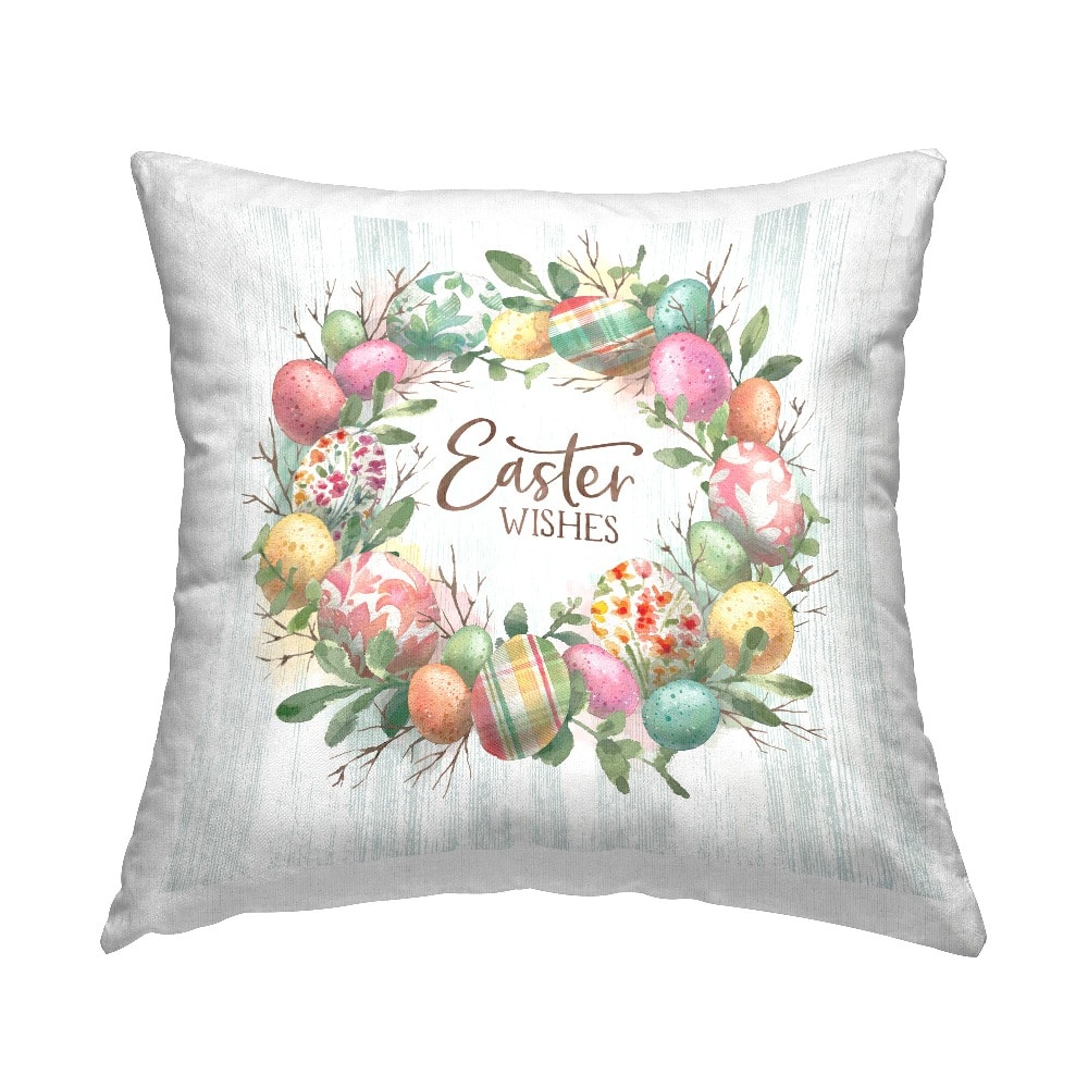 Stupell Industries Easter Wishes Wreath Decorative Printed Throw Pillow