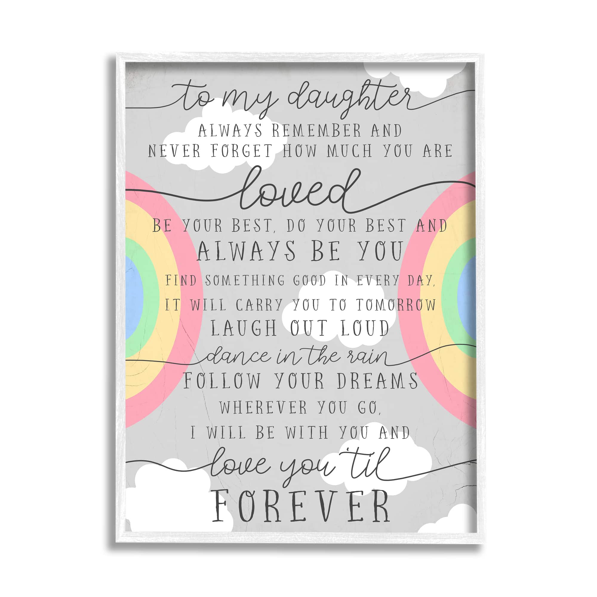 Stupell Industries My Daughter You Are Loved Quote Charming Rainbows Framed Wall Art