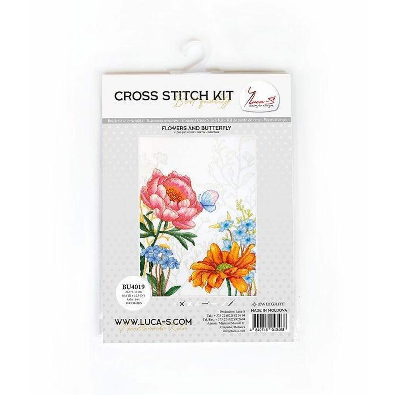 Luca-s Flowers And Butterfly Counted Cross Stitch Kit