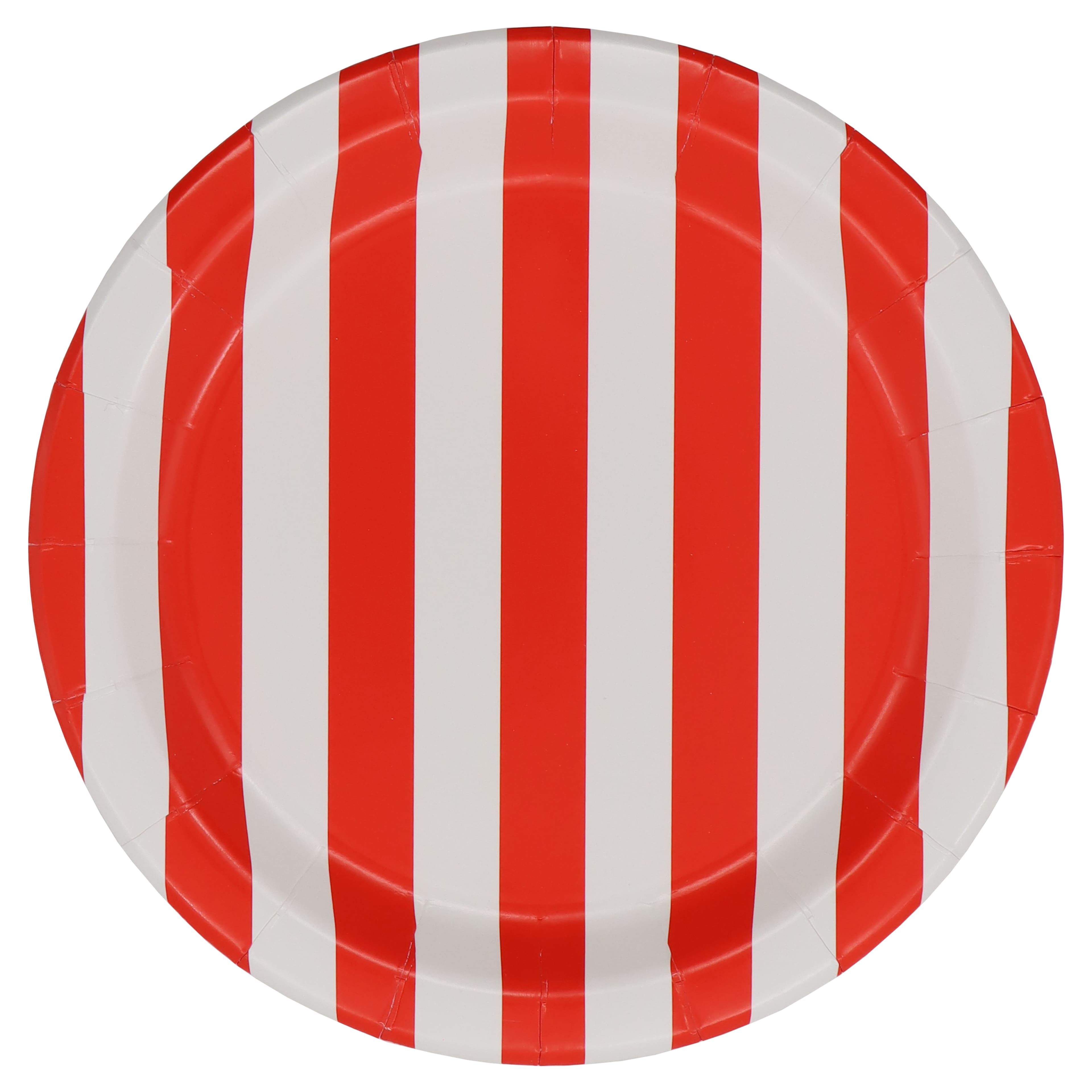 24 Packs: 10 ct. (240 total) 7" Red & White Stripes Snack Plates by Celebrate It™