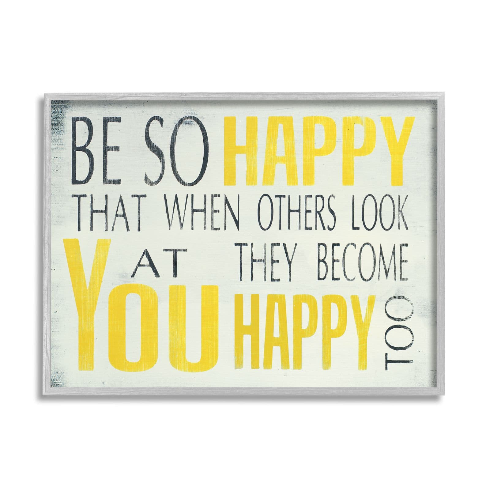 Stupell Industries Be So Happy Typography Framed Giclee Texturized Art Framed Wall Art