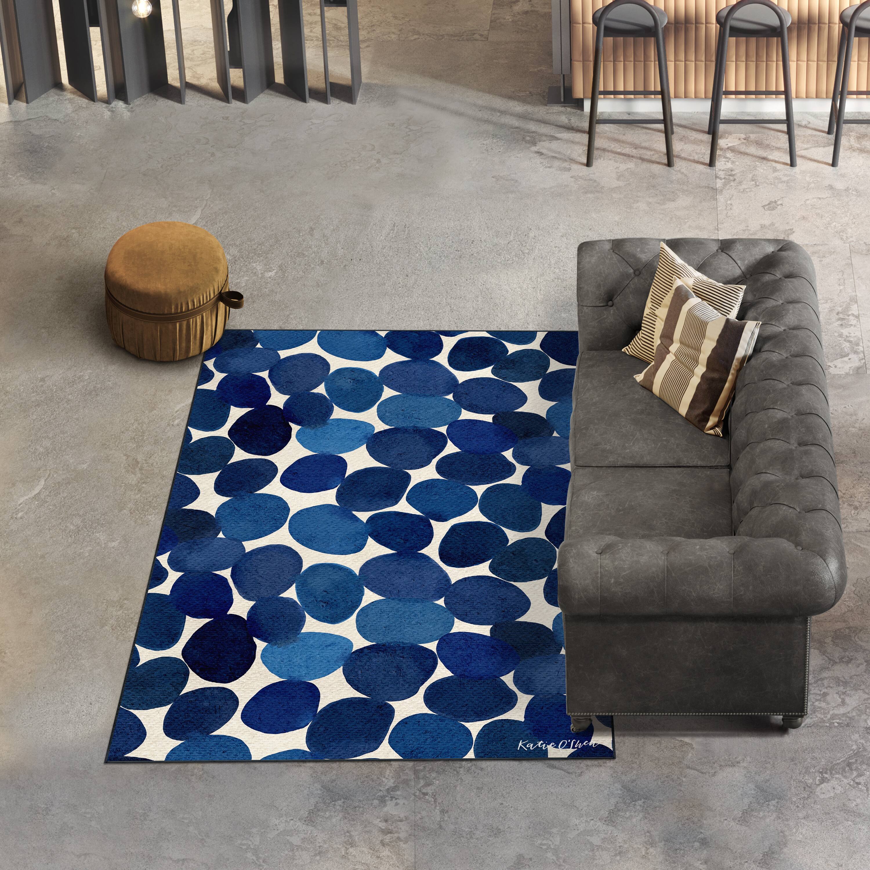 Empire Art Direct 5ft. x 7.5ft. Smooth Stones I B Circles Tapis D'Art Washable Area Rug