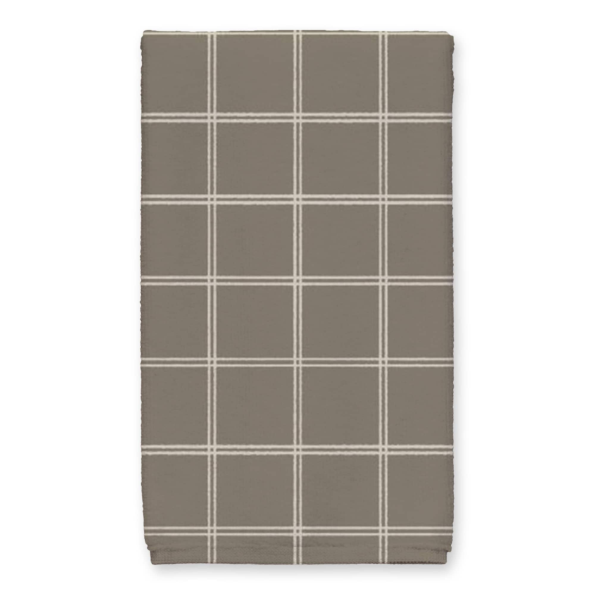 Be Cozy Taupe and White Check Tea Towel - Set of 2