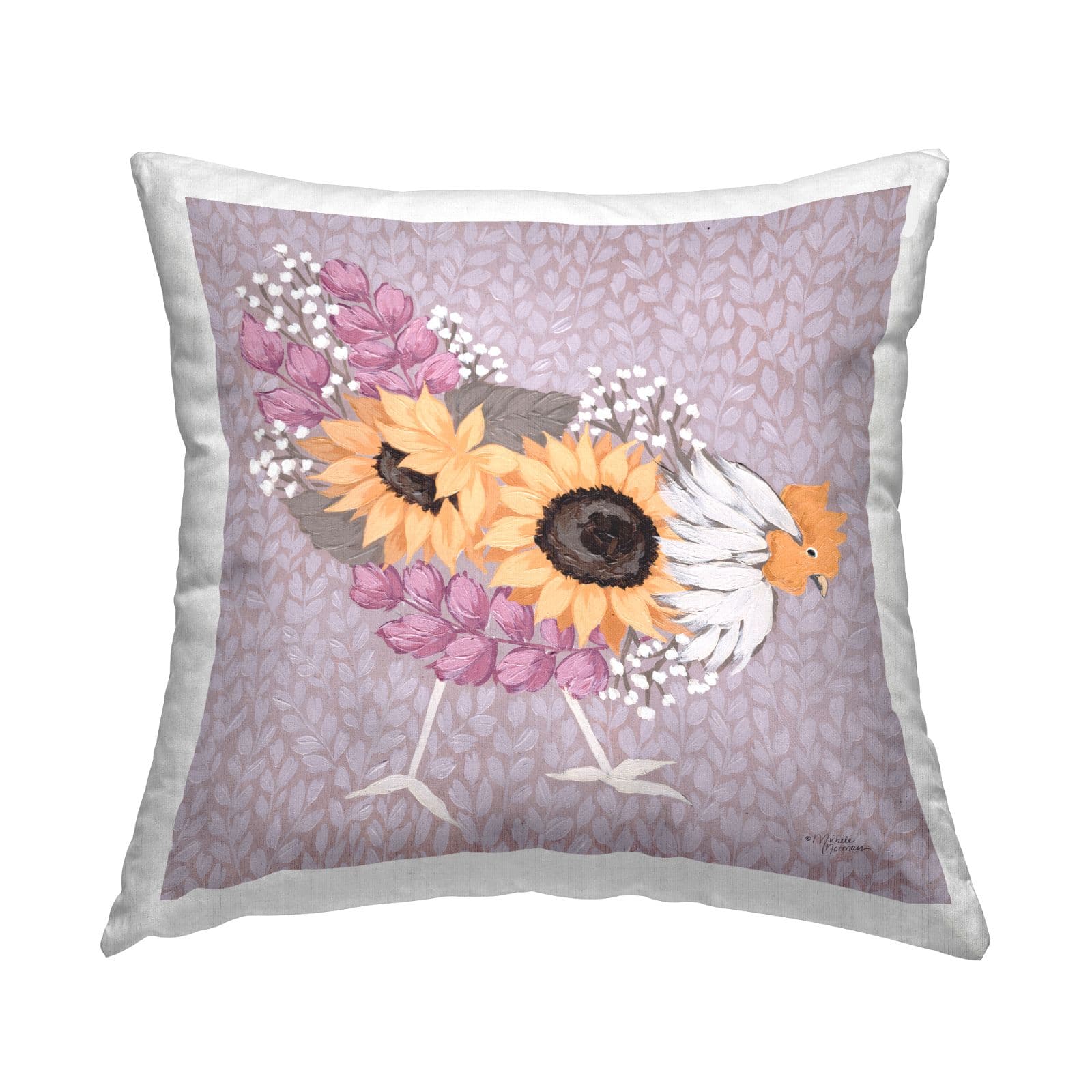 Stupell Industries Abstract Hen Portrait Sunflower Body Botanical Pattern Throw Pillow 18" x 18"