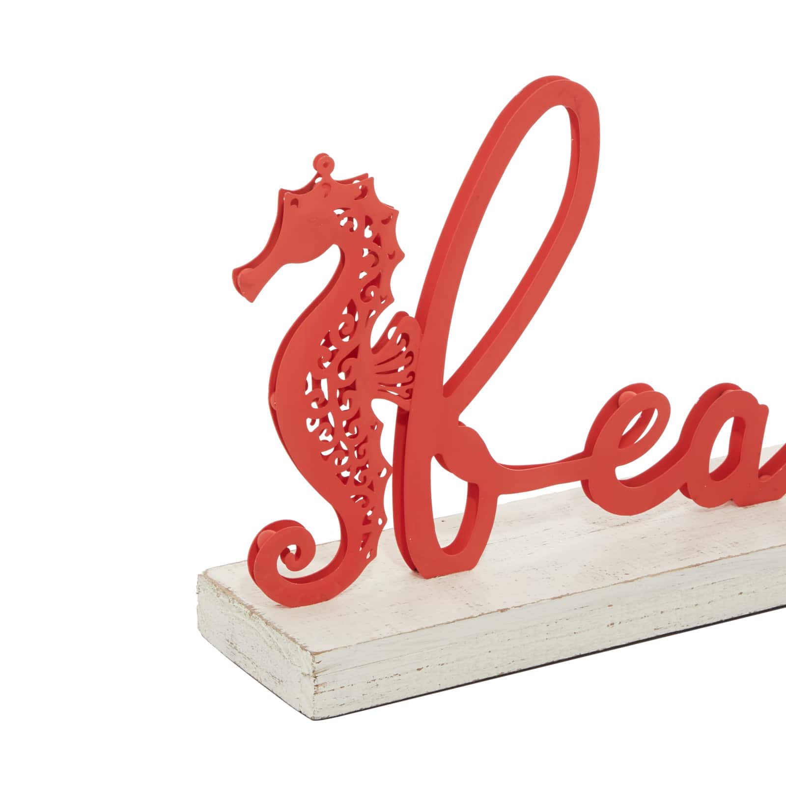 19" Red Coastal Beach Sign