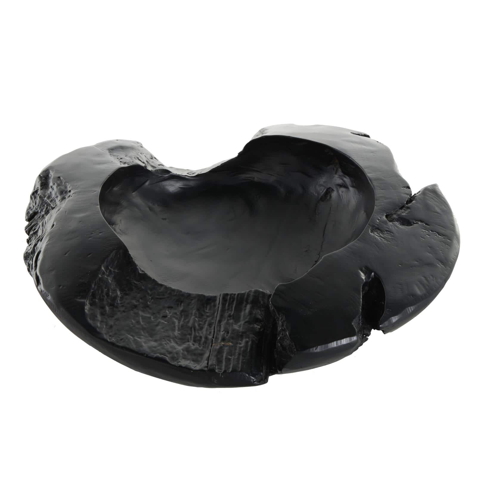 17.75" Black Teak Wood Handmade Live Edge Decorative Bowl