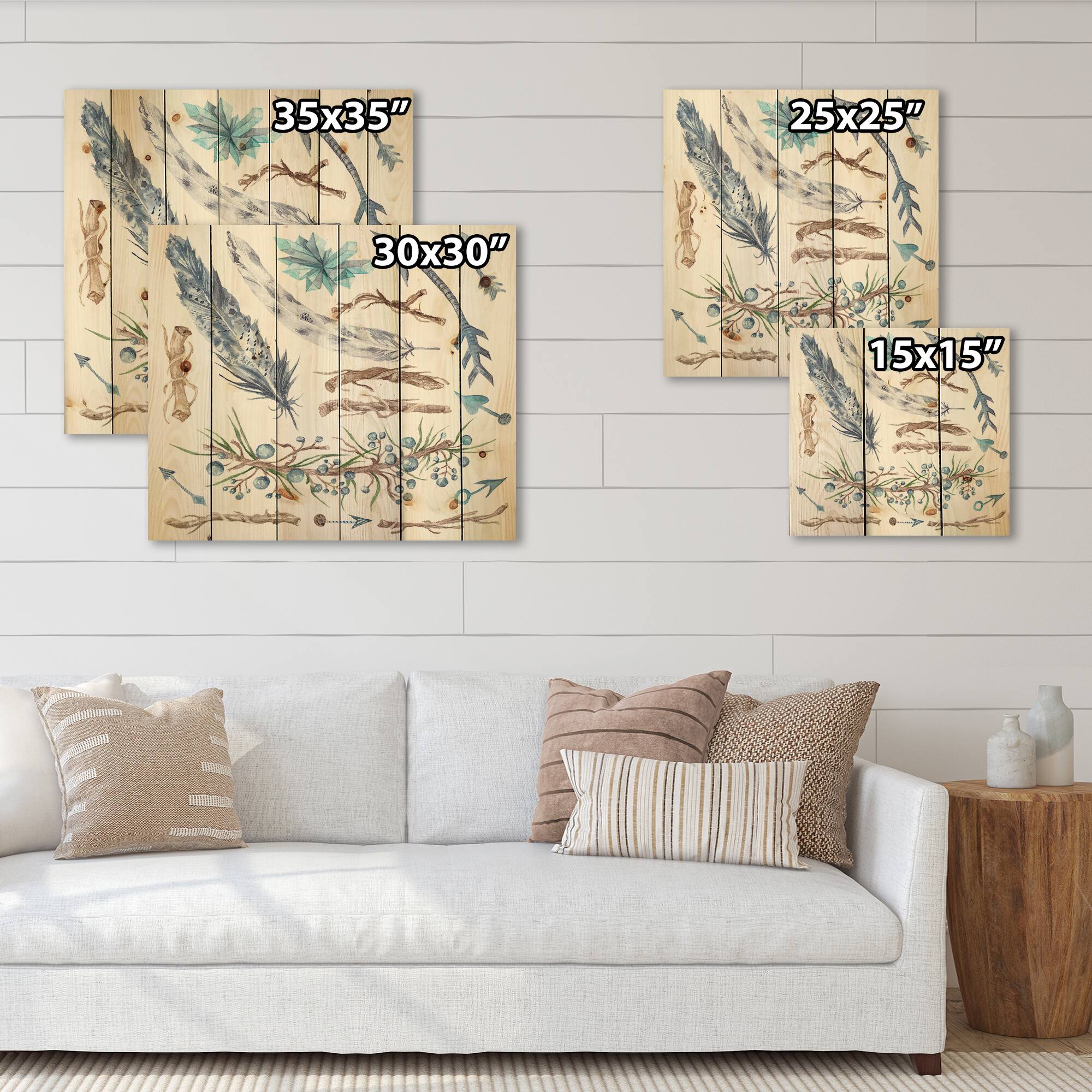 Designart - Tribal Forest - Bohemian & Eclectic Print on Natural Pine Wood