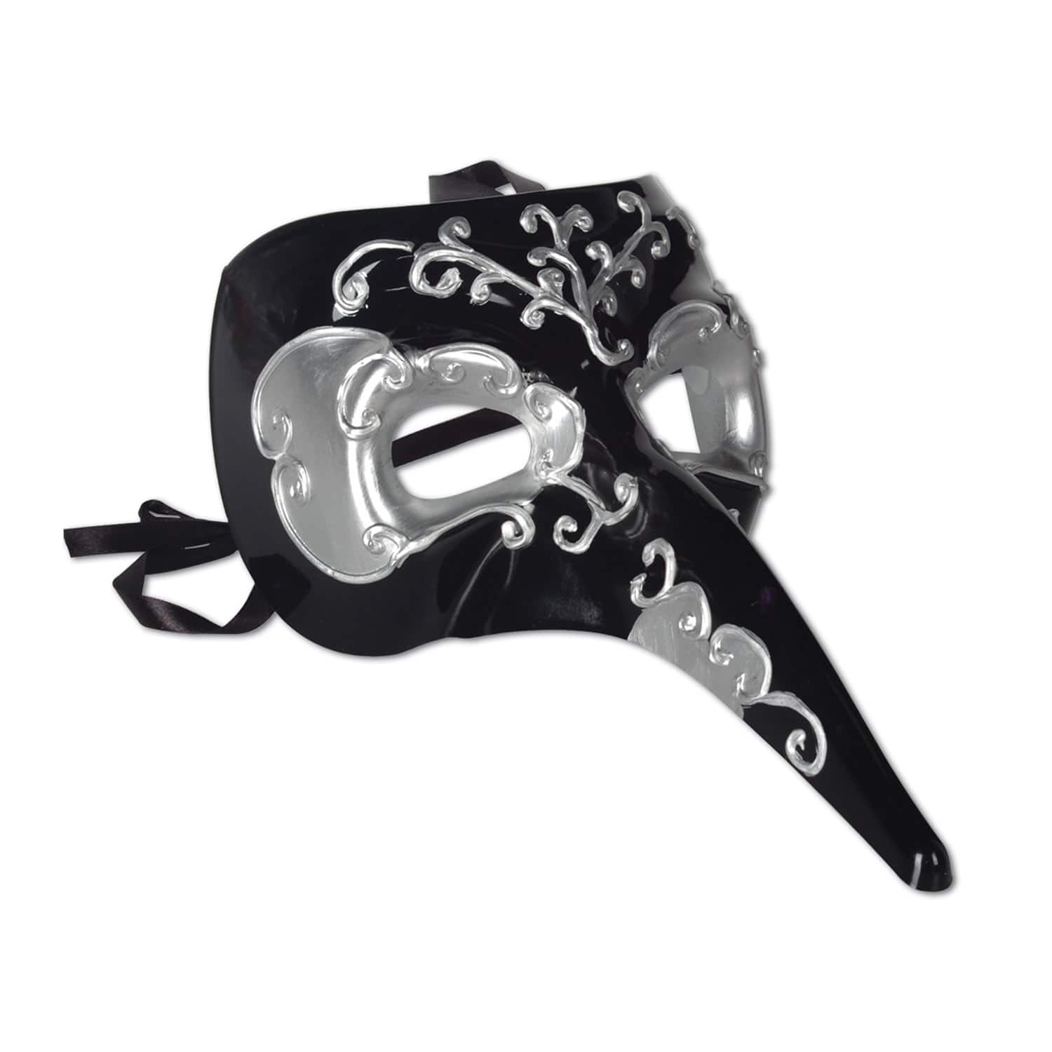 Beistle Black & Silver Long Nose Mask