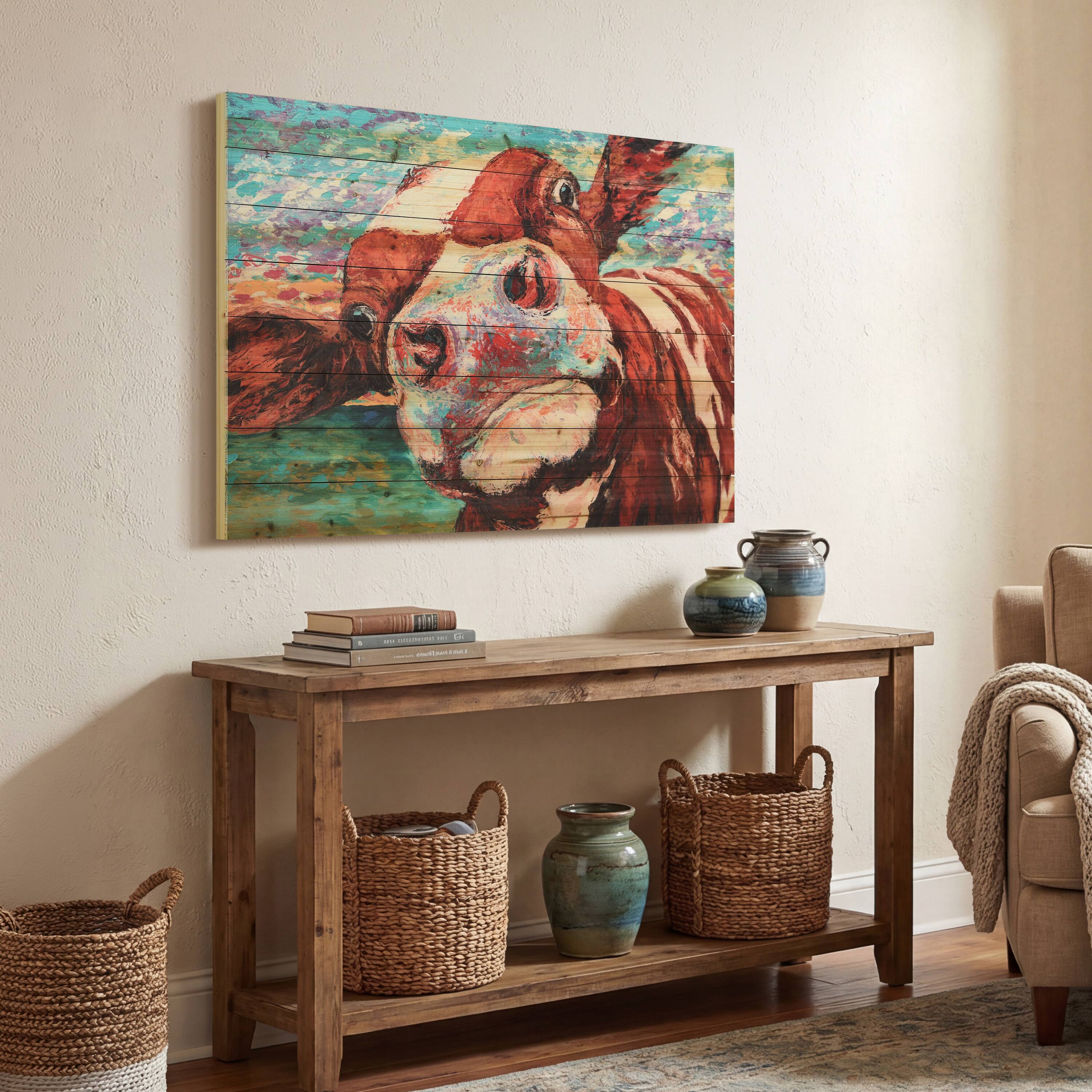 Empire Art Direct Arte de Legno 30" x 45" Curious Cow 3 Wall Art