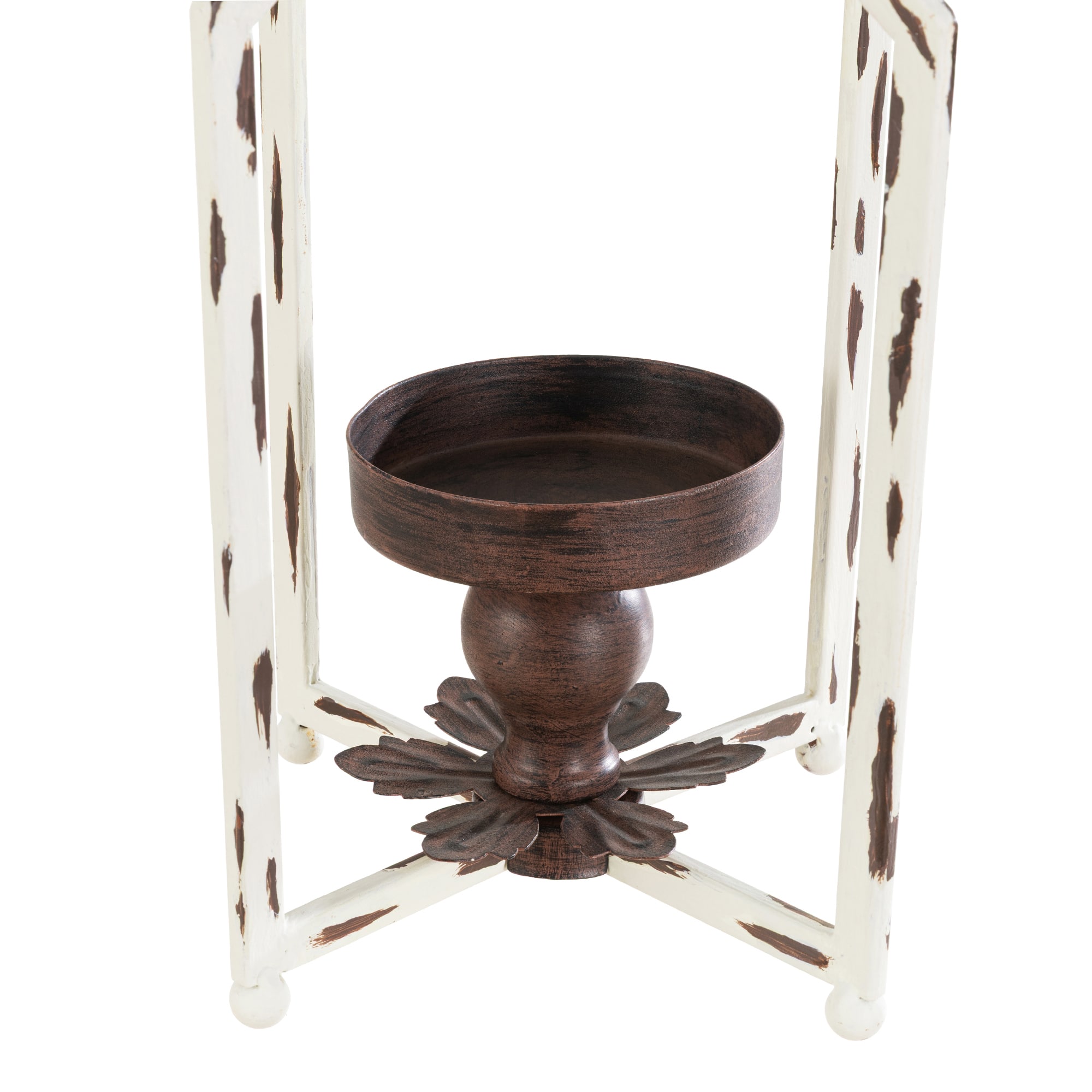 Glitzhome® 16.5" Modern Farmhouse White & Brown Metal Candle Lanterns,2ct.
