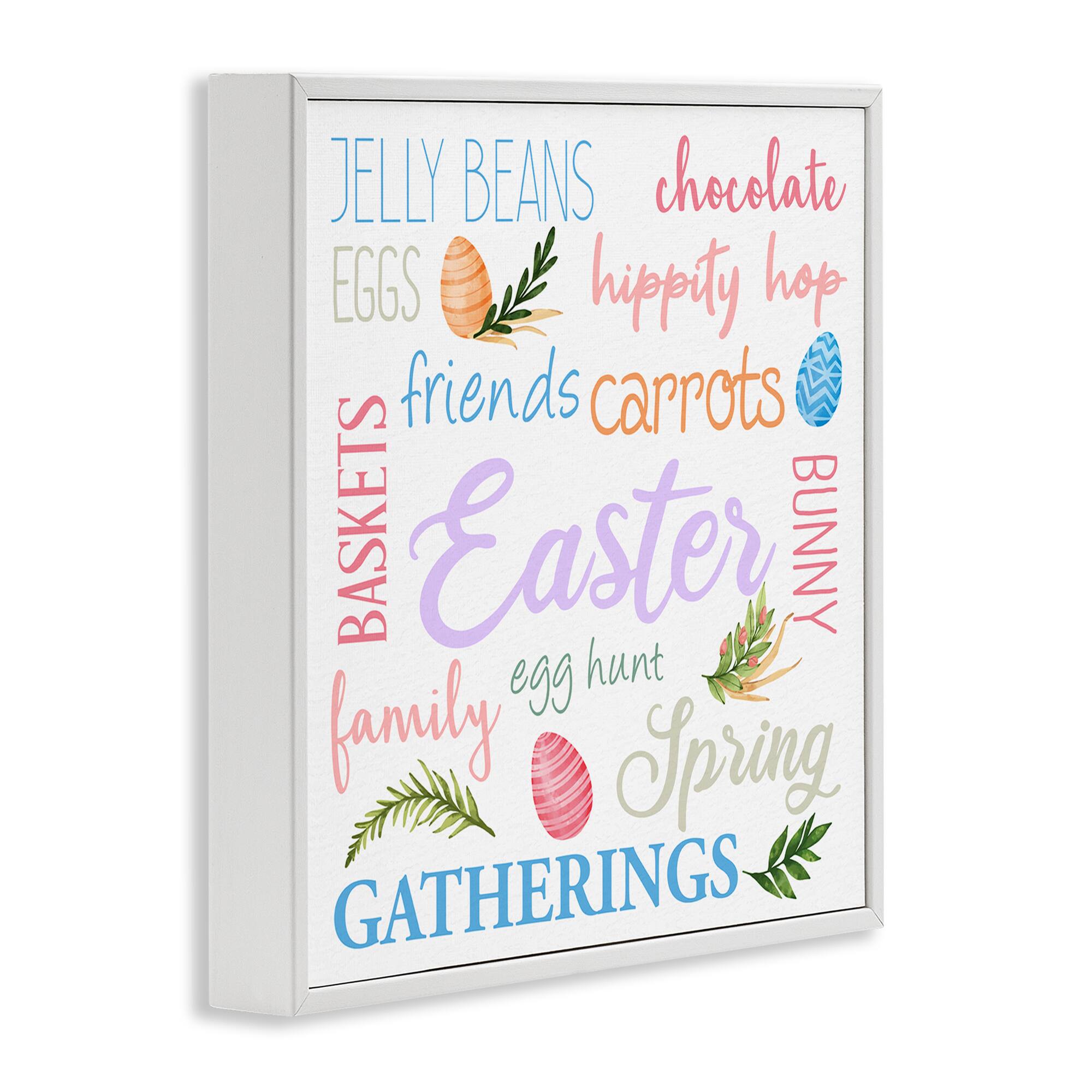 Stupell Industries Festive Easter Activity Sign Patterned Eggs Motif Framed Giclee Art